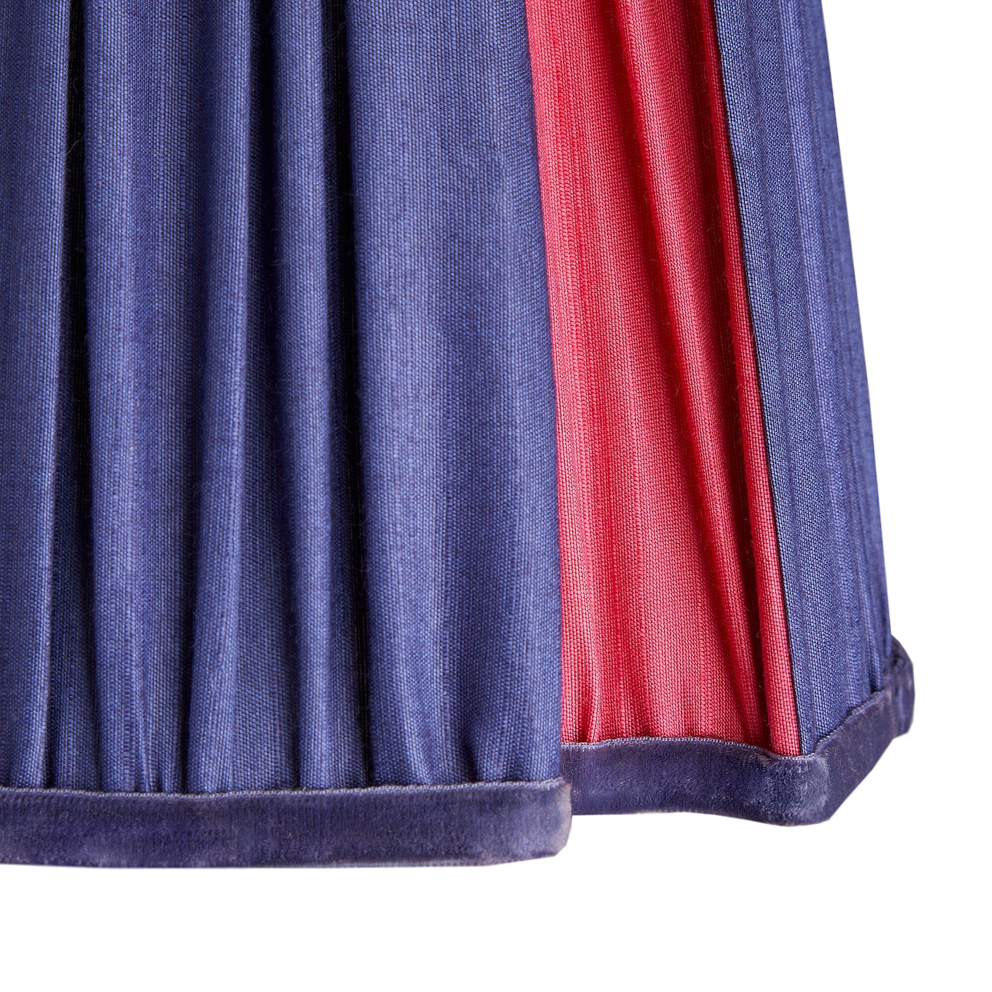 25cm fluted fancy shade in cobalt and pink silk with velvet tape - Image 2