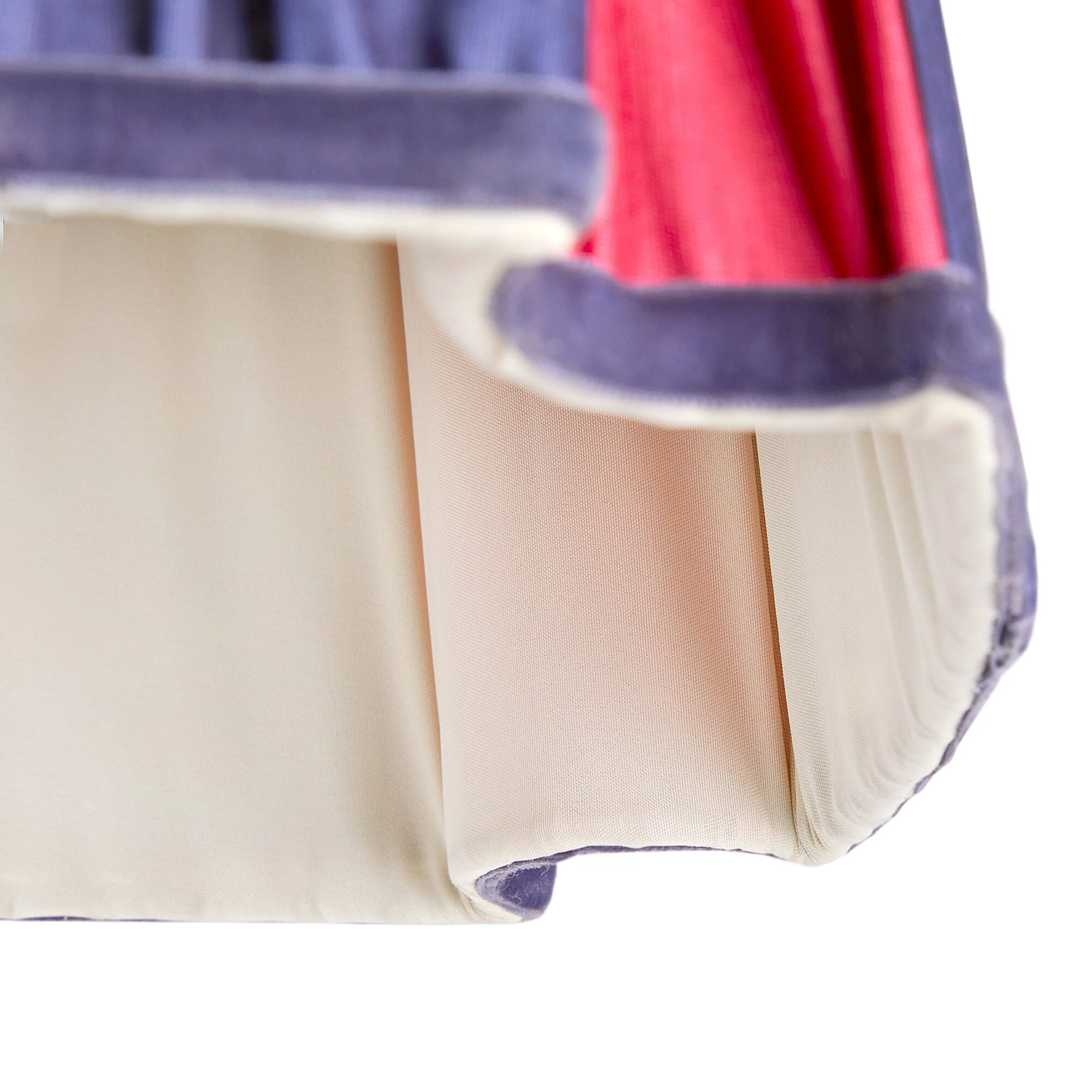25cm fluted fancy shade in cobalt and pink silk with velvet tape - Image 3