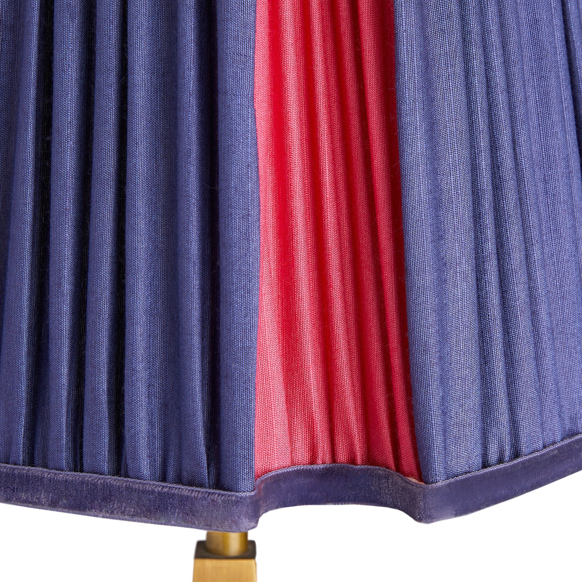 25cm fluted fancy shade in cobalt and pink silk with velvet tape - Image 4