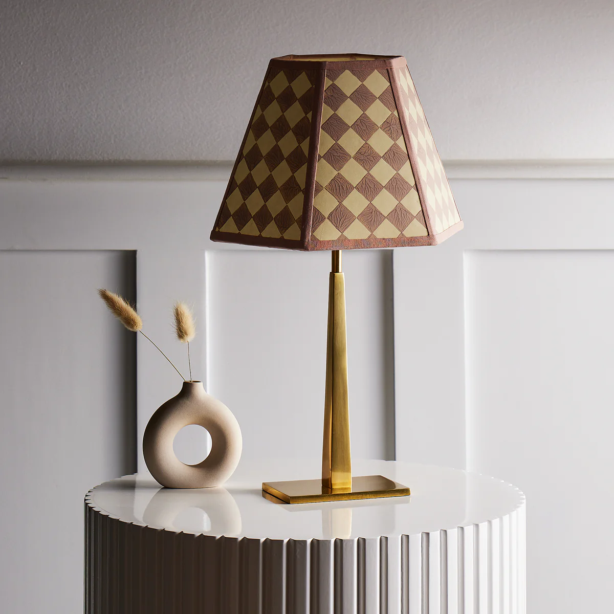 25cm Milford check hexagon shade in petal - Image 5