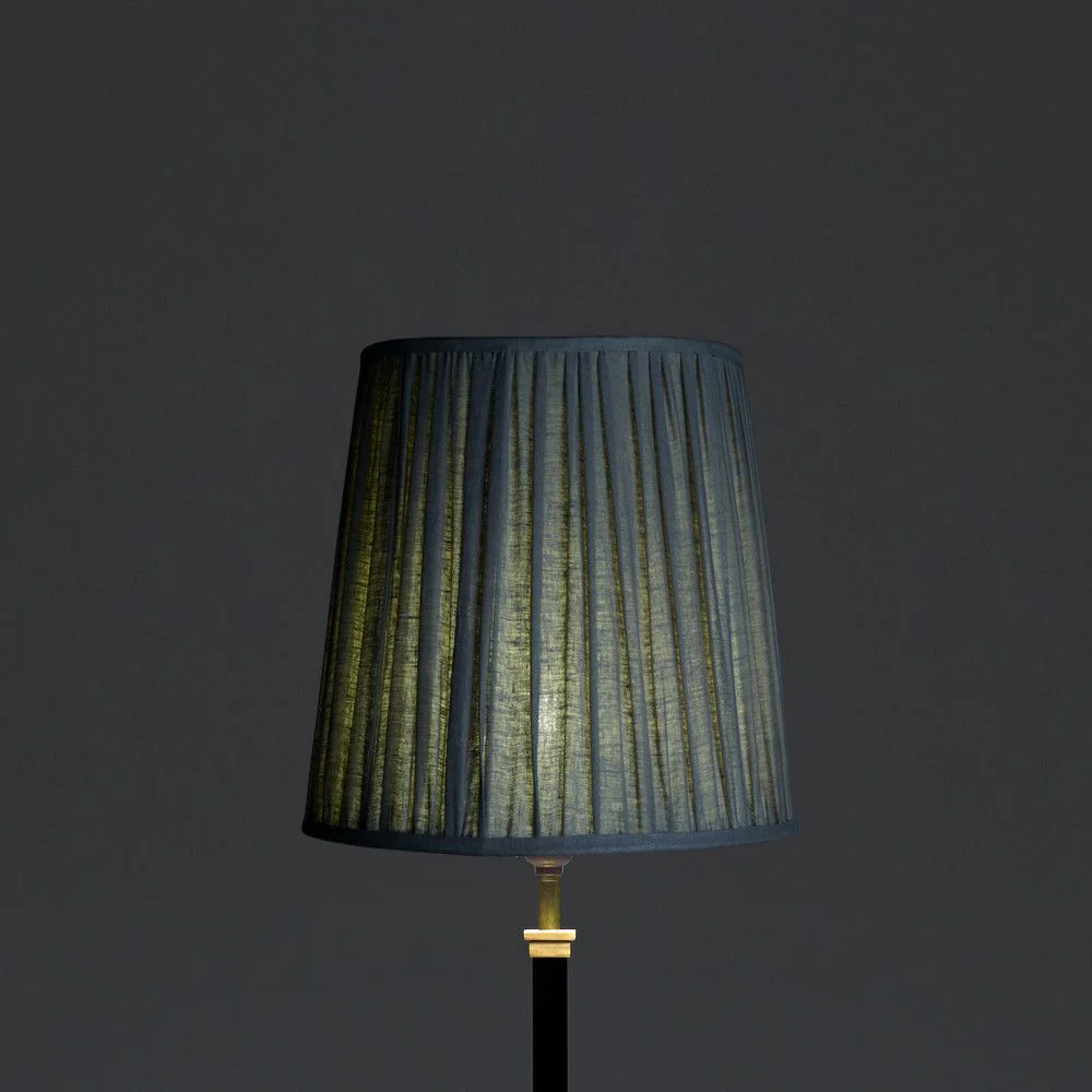 25cm tall tapered gathered lampshade in smog stonewashed linen - Image 3