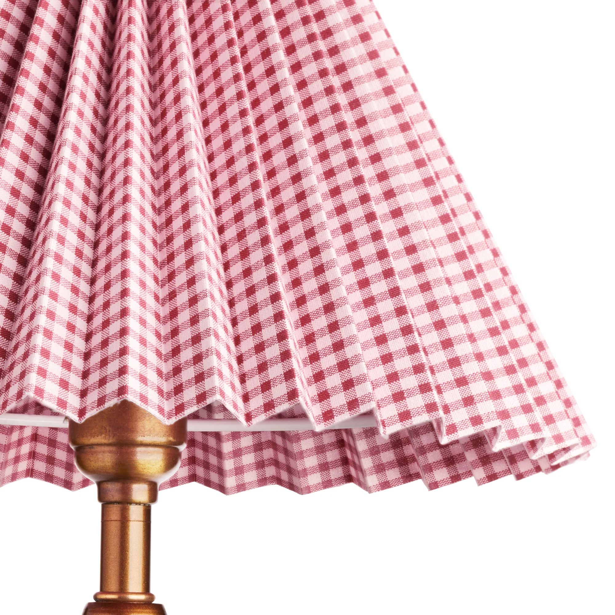30cm empire folded shade in maroon and cream gingham - Image 2