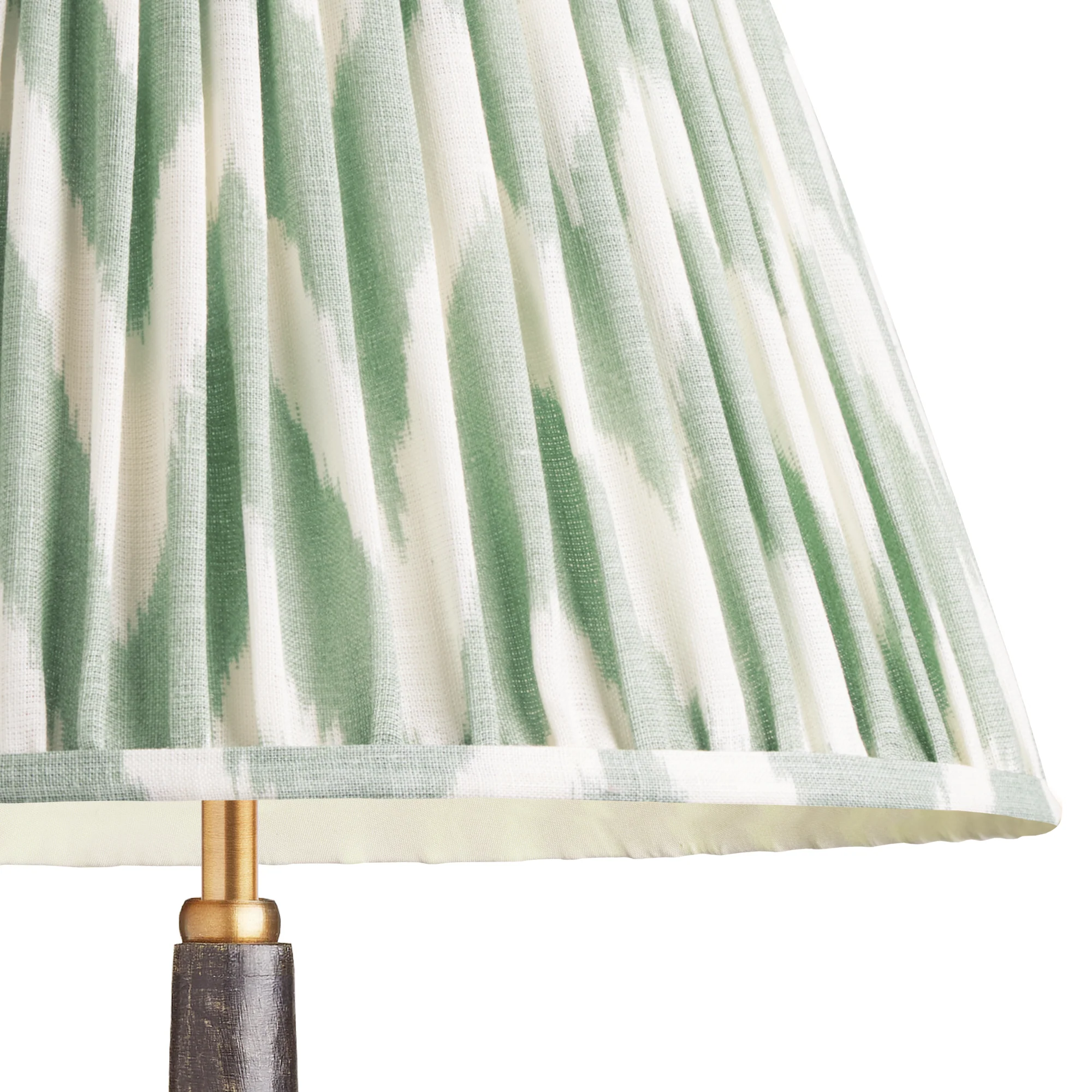 30cm empire gathered lampshade in eau de nil printed linen ikat - Image 2