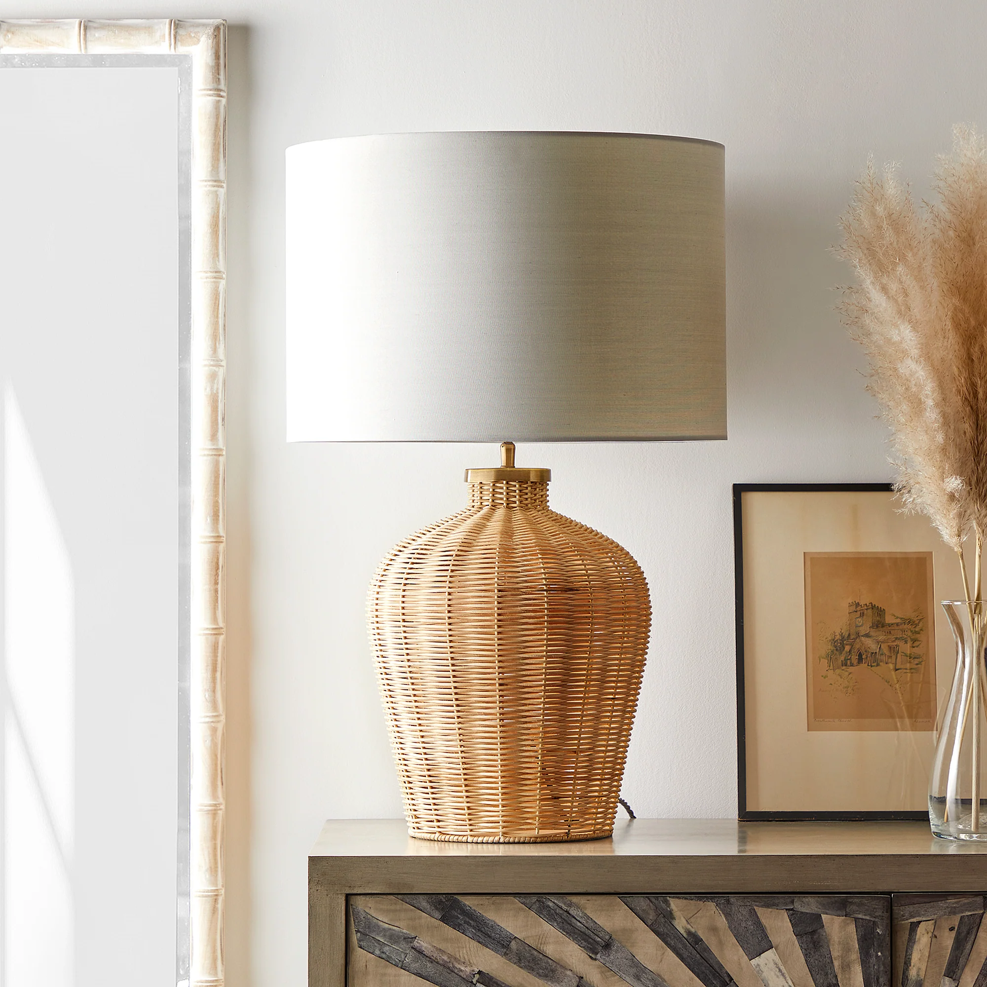 30cm empire lampshade in pewter dupion silk - Image 3