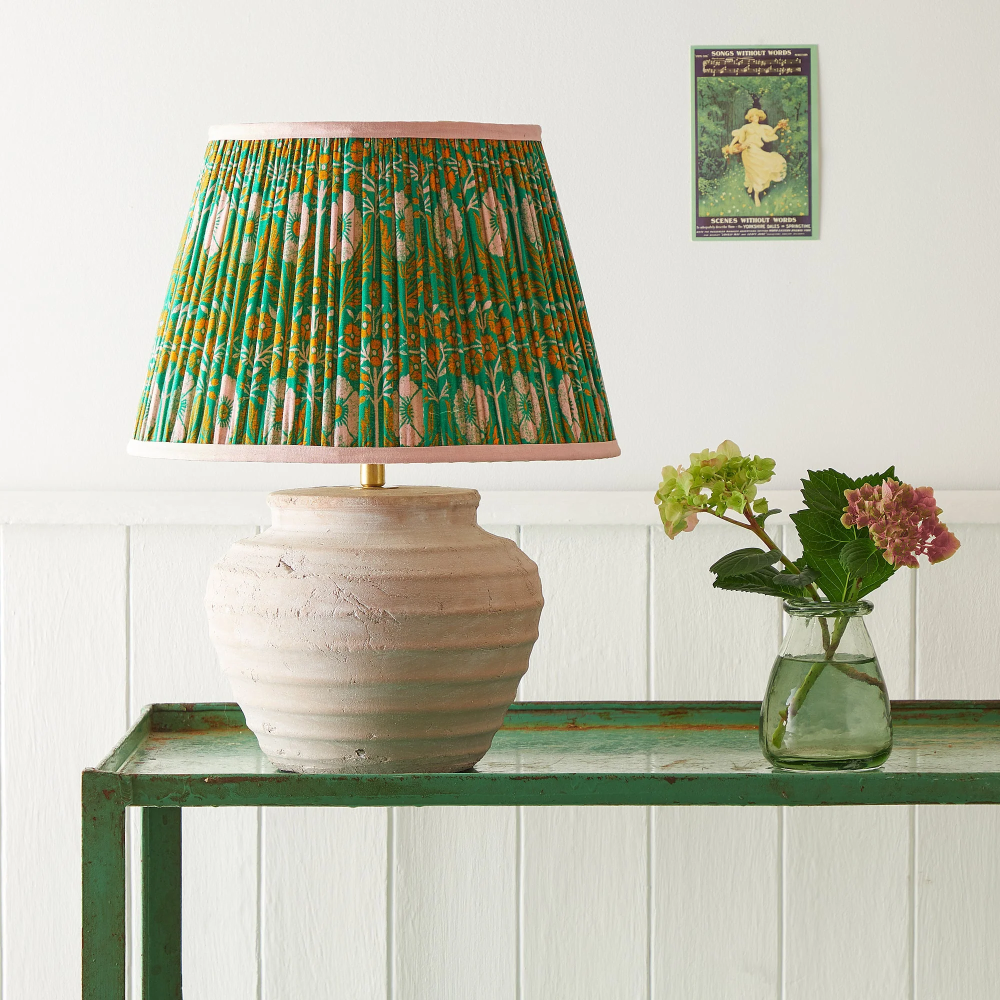 30cm empire printed cotton shade in green 'Poppies' by Ellen Merchant - Image 4