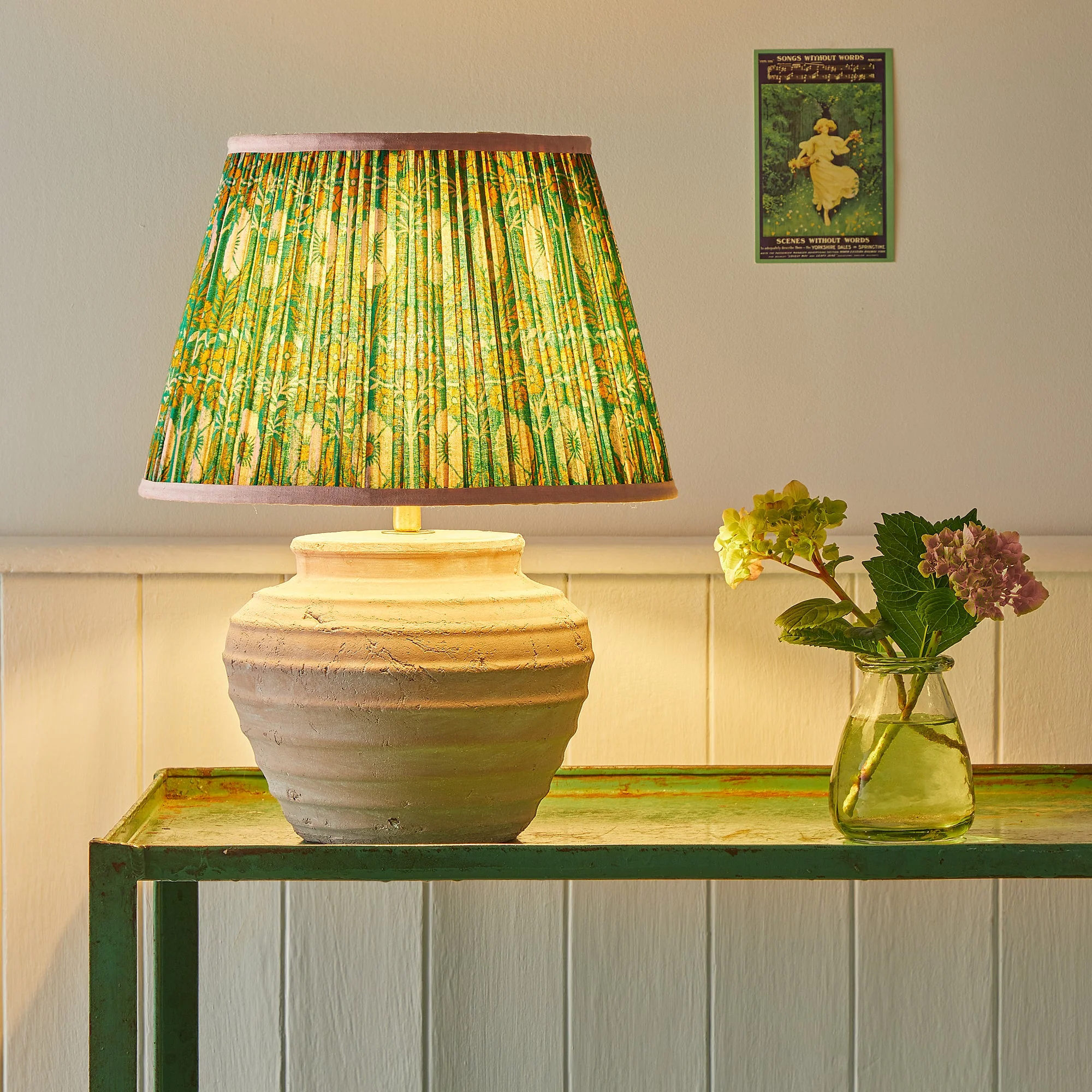 30cm empire printed cotton shade in green 'Poppies' by Ellen Merchant - Image 5