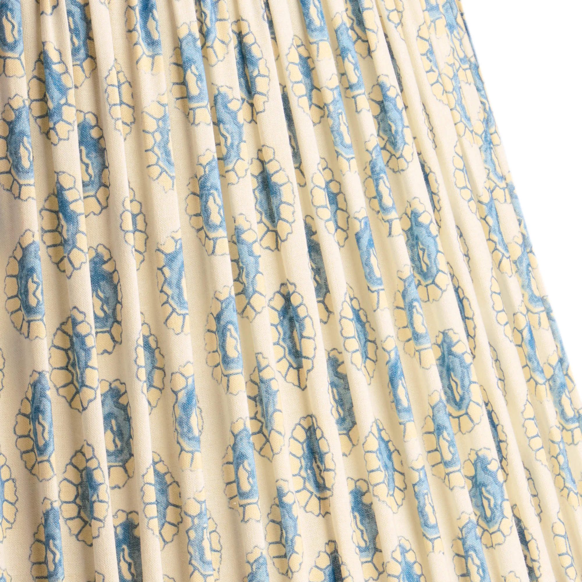 30cm empire shade in blue and white block printed Dotty gathered cotton by GP & J Baker