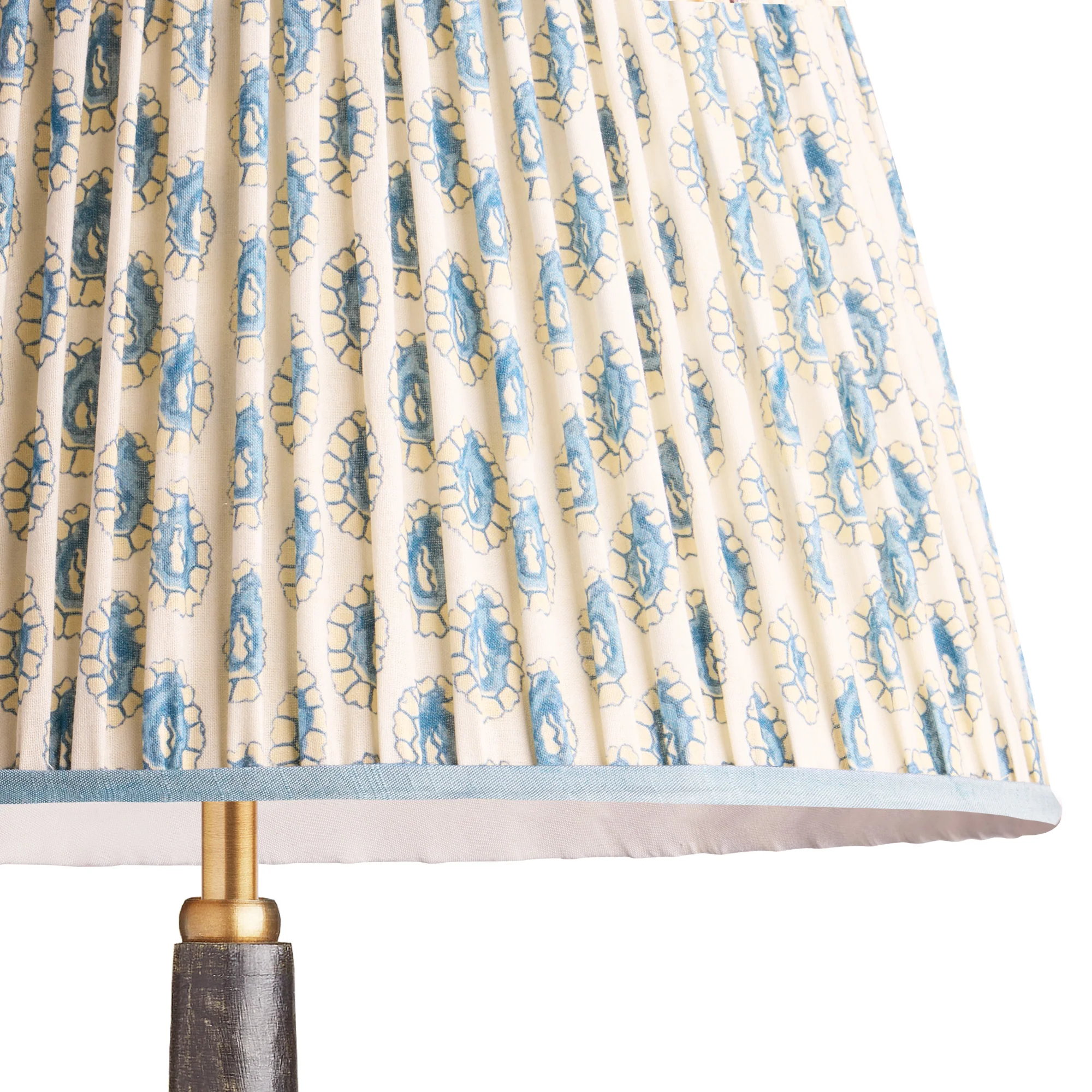 30cm empire shade in blue and white block printed Dotty gathered cotton by GP & J Baker - Image 2