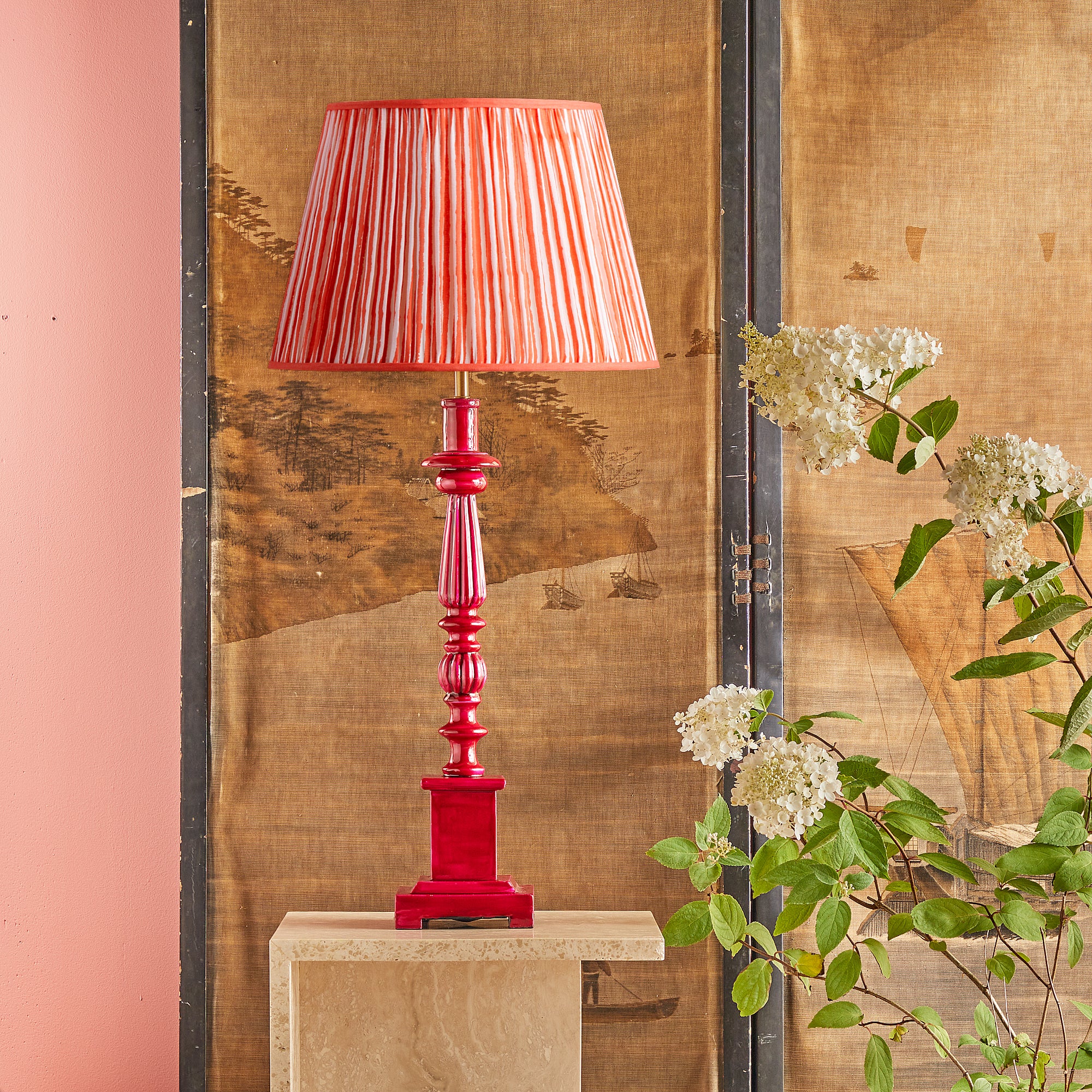 30cm empire shade in coral chalk stripes - Image 4