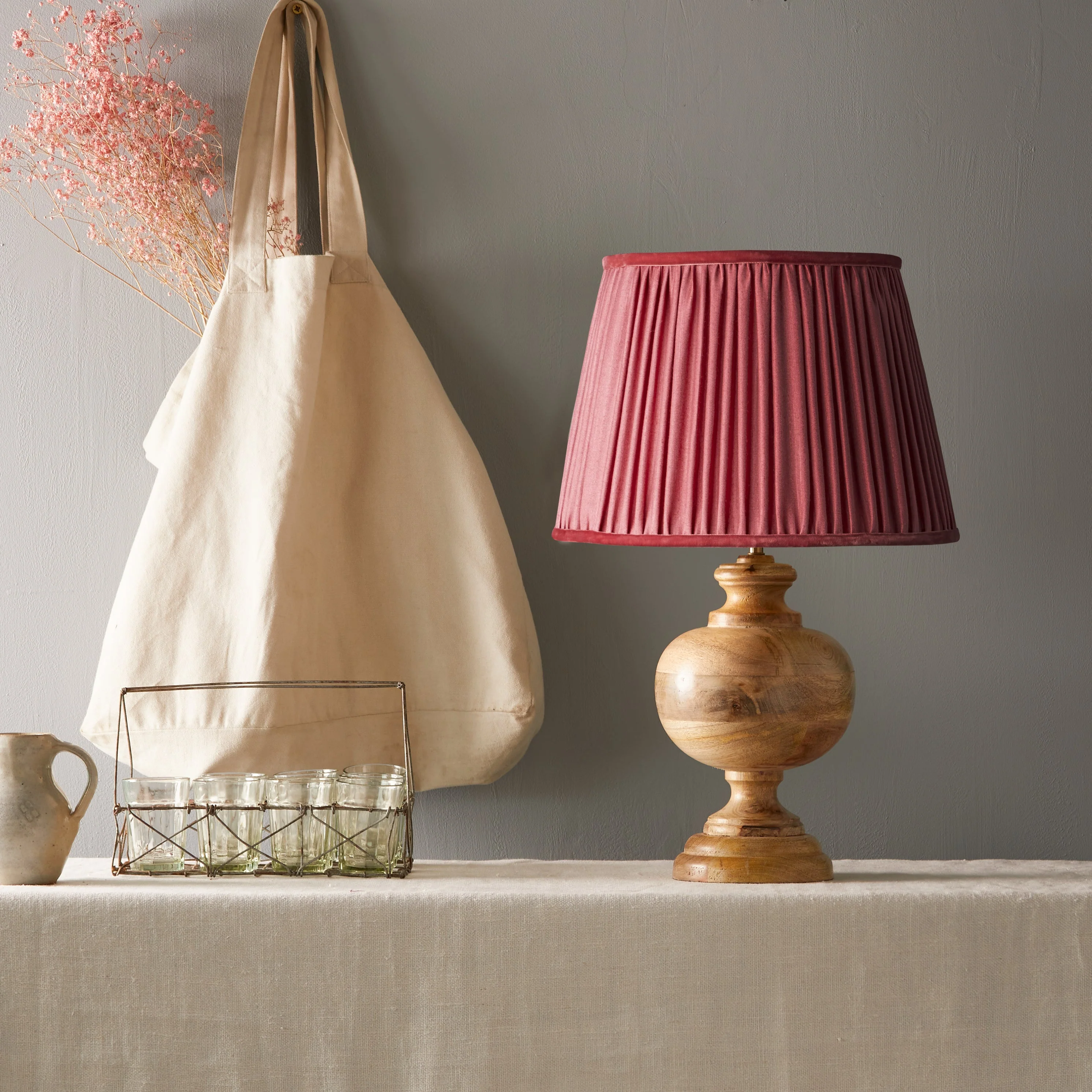 30cm empire shade in currant silk with velvet tape - Image 4