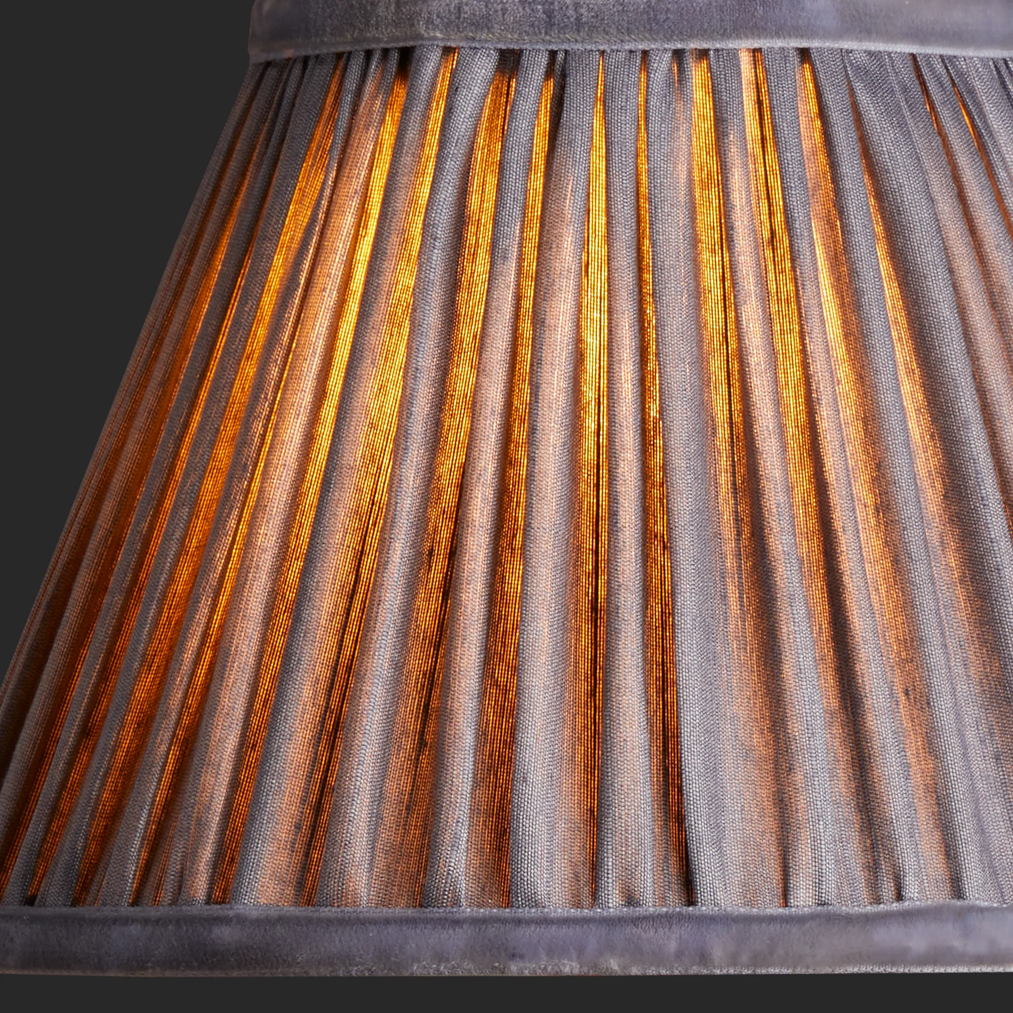 30cm empire shade in moonstone silk with velvet tape - Image 2