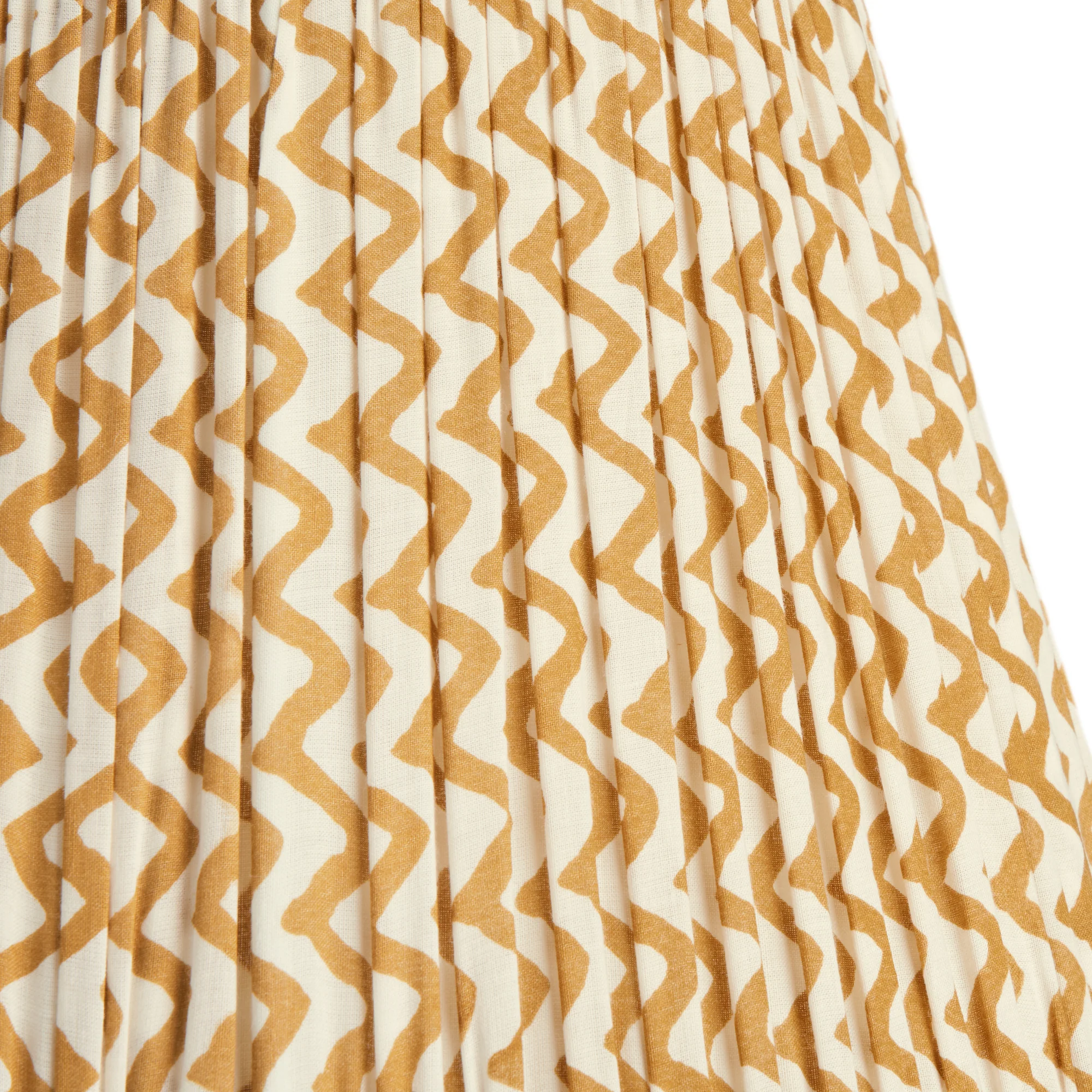 30cm straight empire gathered lampshade in caramel chevrons block printed cotton
