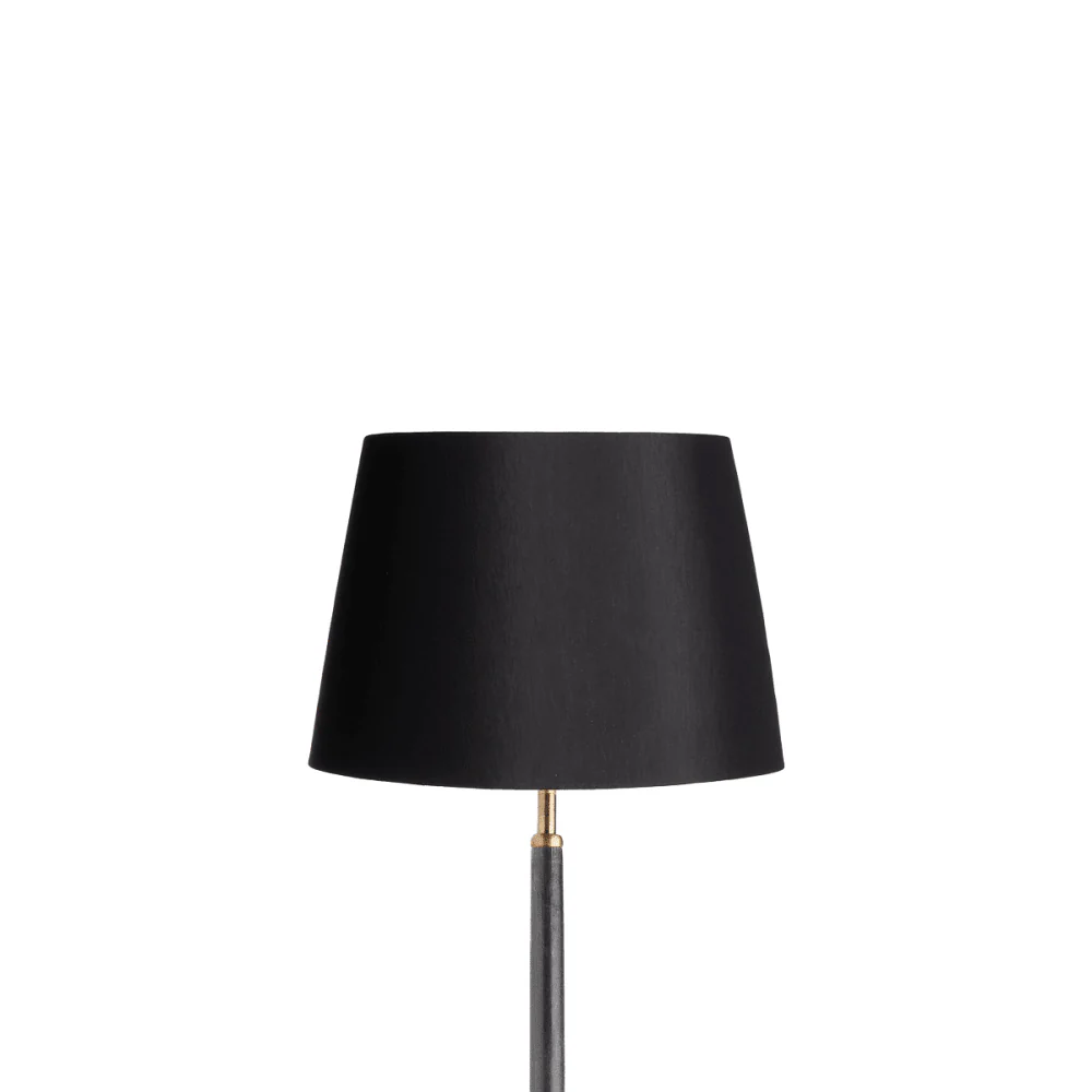 30cm straight empire lampshade in black silk with Glasgow gold interior