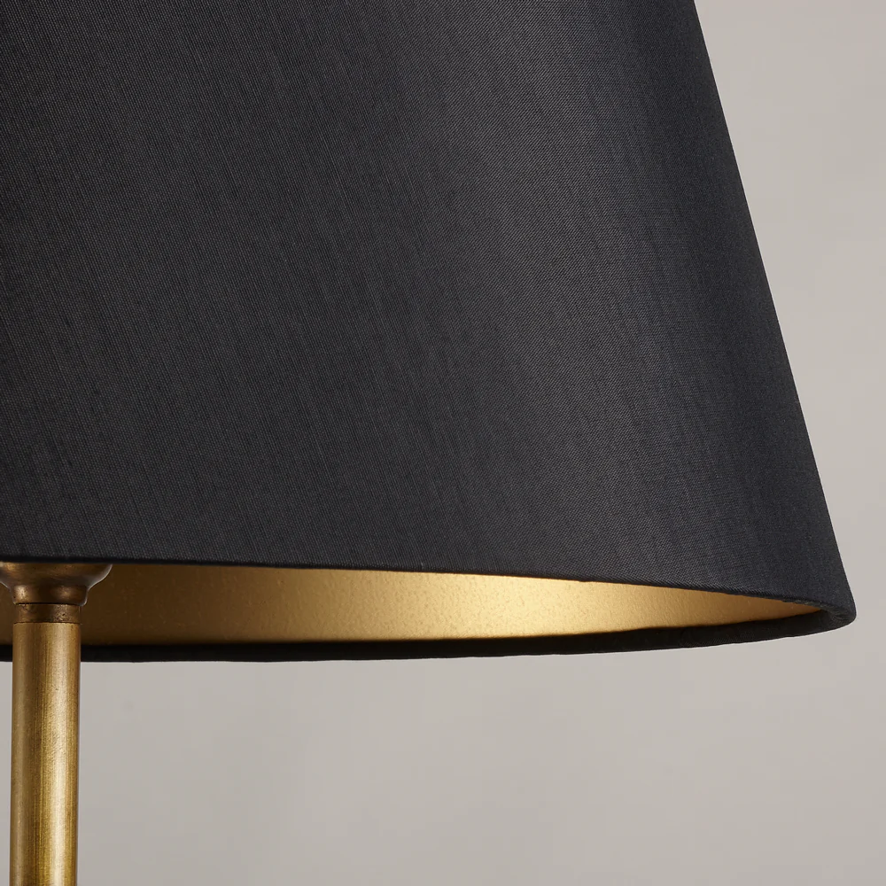 30cm straight empire lampshade in black silk with Glasgow gold interior - Image 2