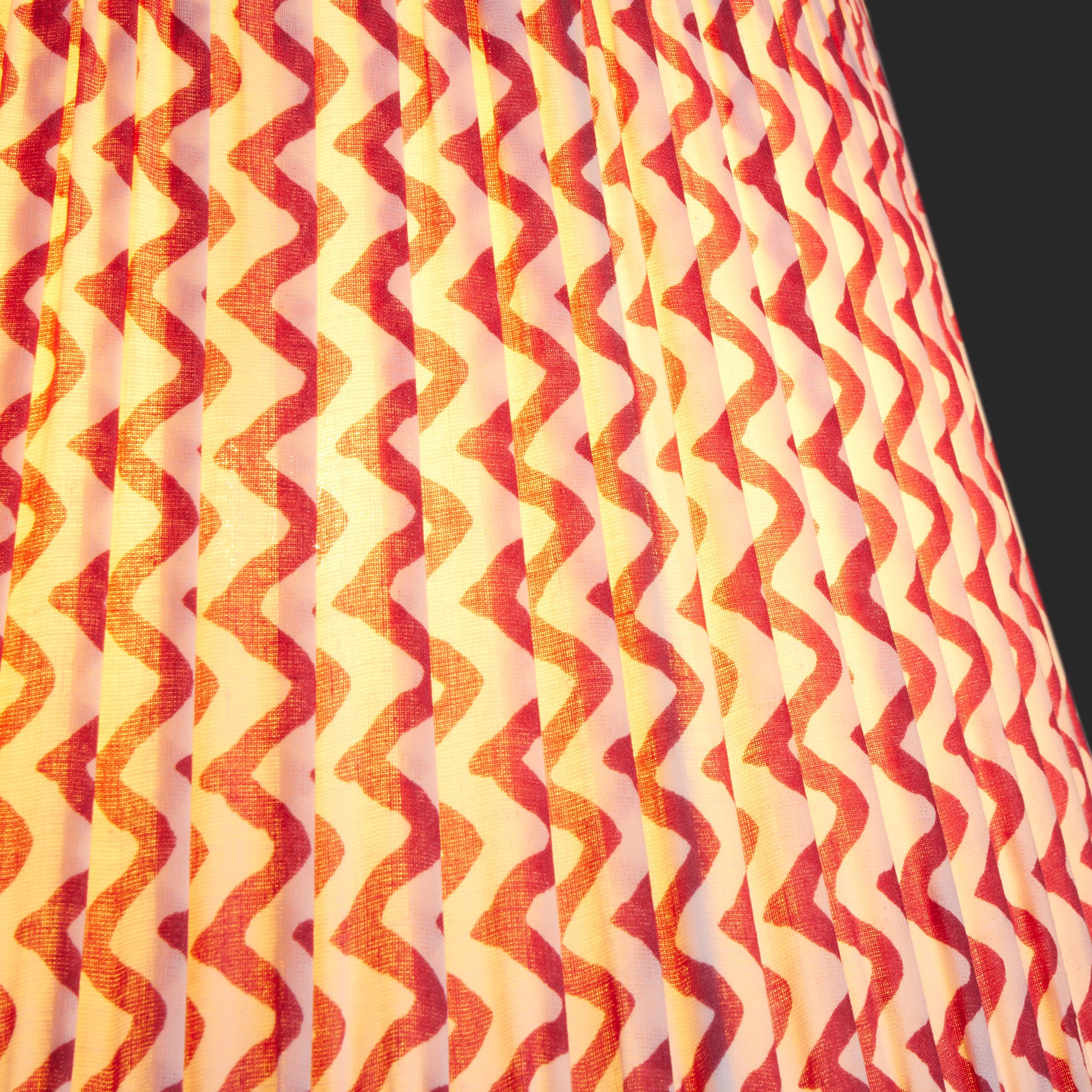 30cm straight empire lampshade in crimson chevrons with crimson tape - Image 3