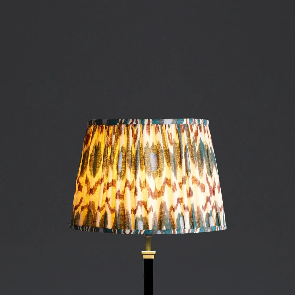 30cm straight empire printed linen ikat shade in teal heraldic - Image 4