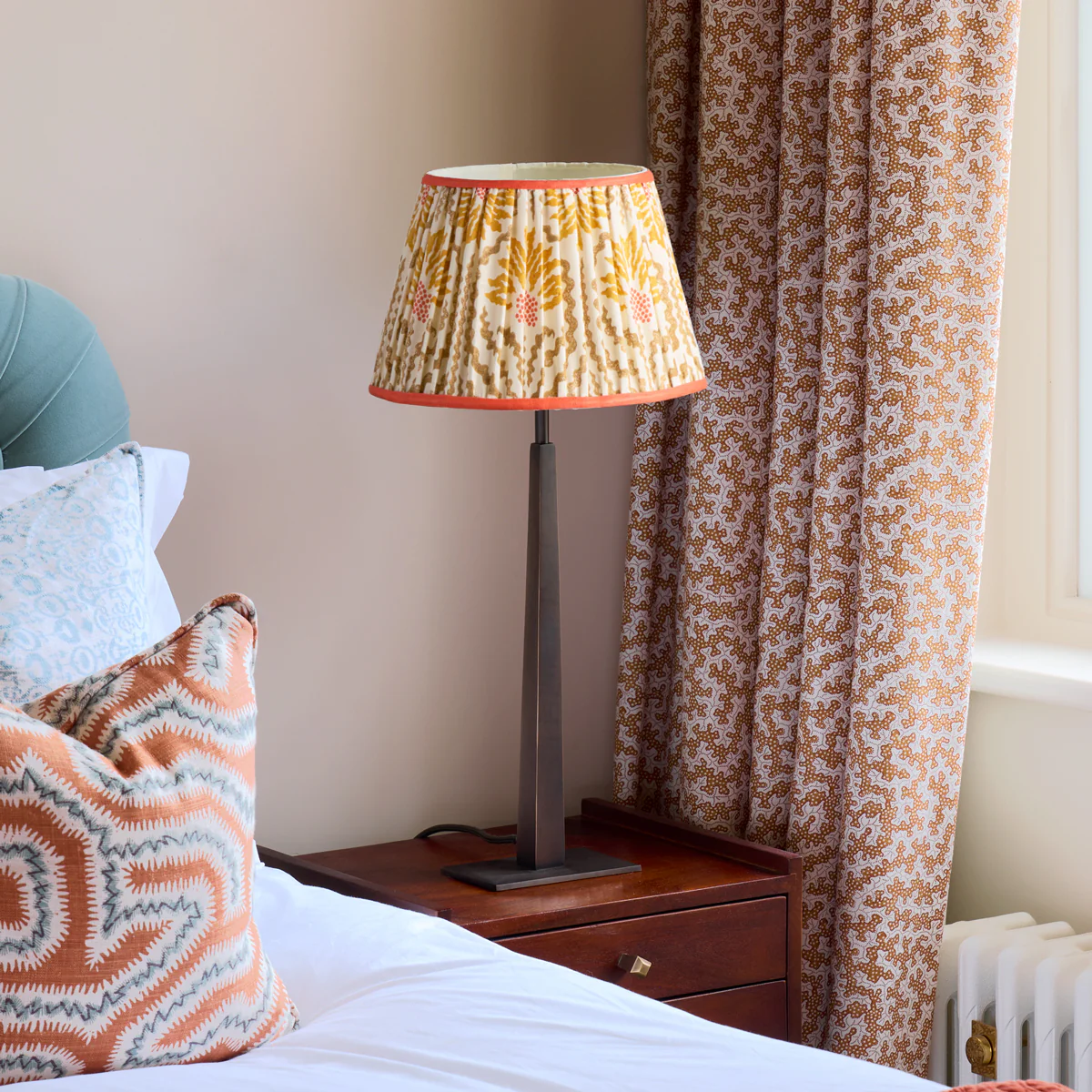 30cm Straight empire shade in citrine 'palmette' linen by Ellen Merchant - Image 3