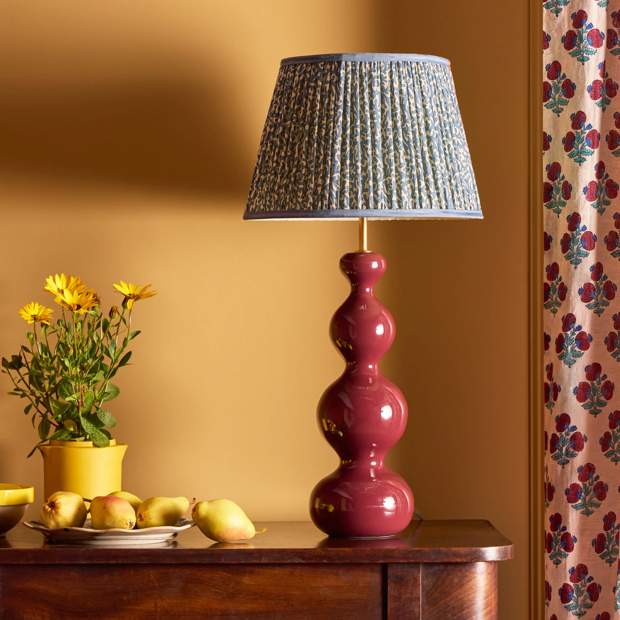 30cm straight empire shade in denim Tuffley gathered cotton by GP & J Baker - Image 5
