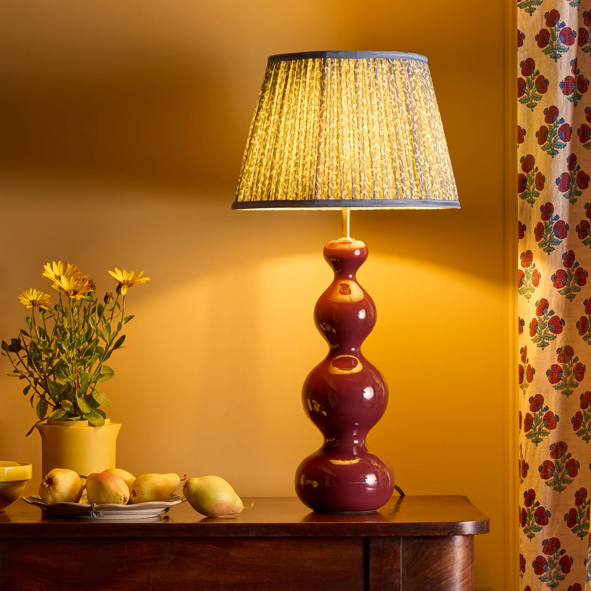 30cm straight empire shade in denim Tuffley gathered cotton by GP & J Baker - Image 6