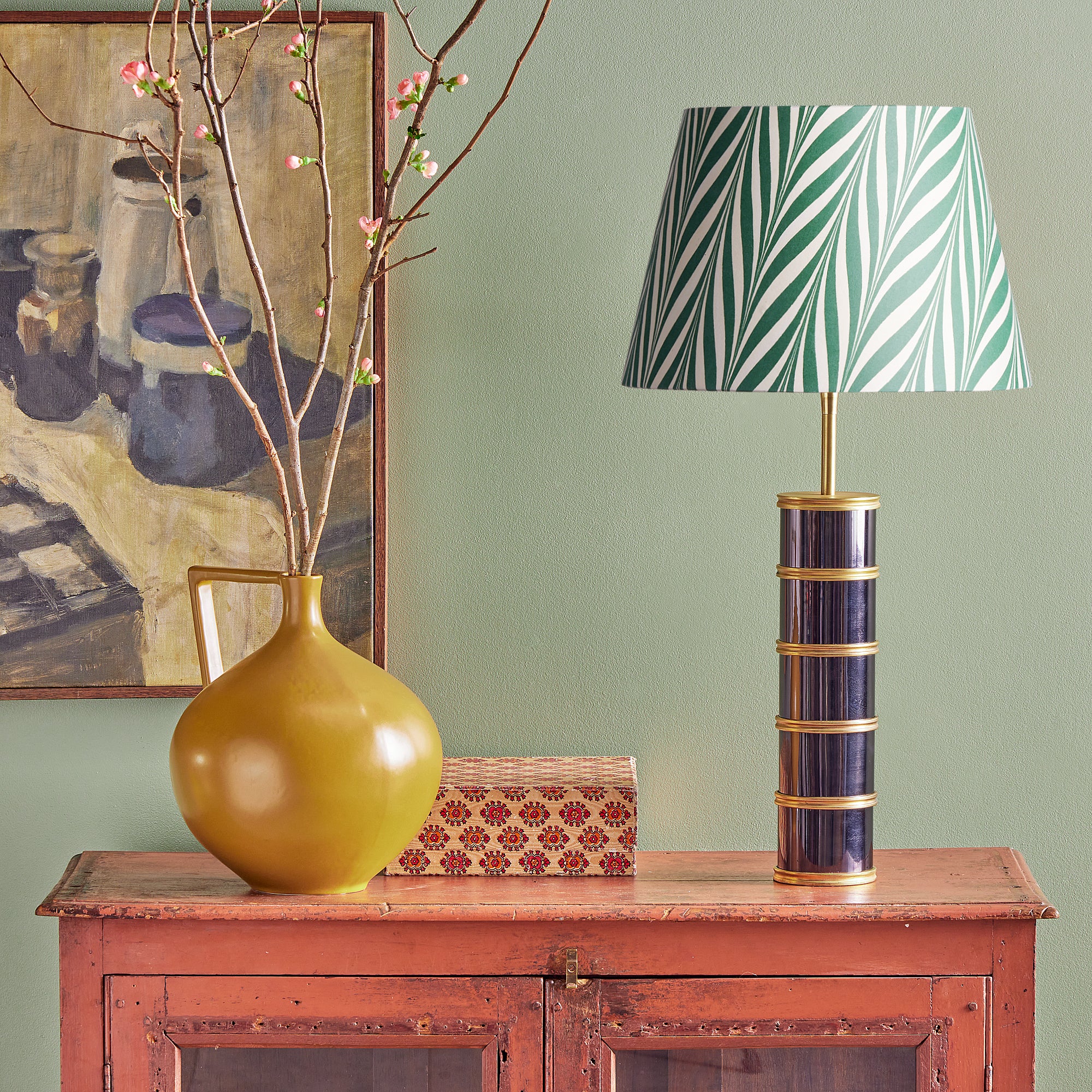 30cm straight empire shade in green Savio hand made marble paper - Image 4
