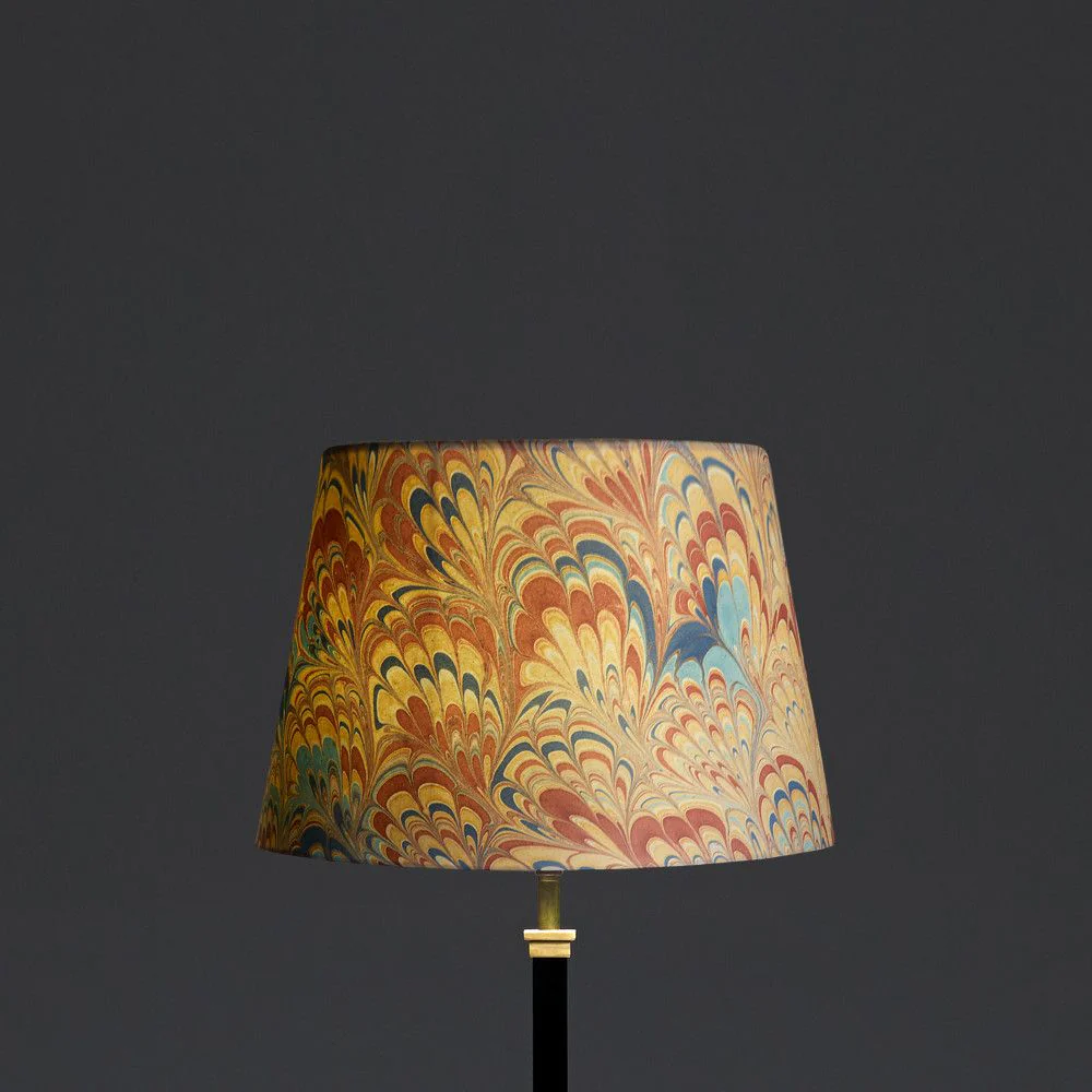 30cm straight empire shade in hand made marbled paper in golden piave - Image 4