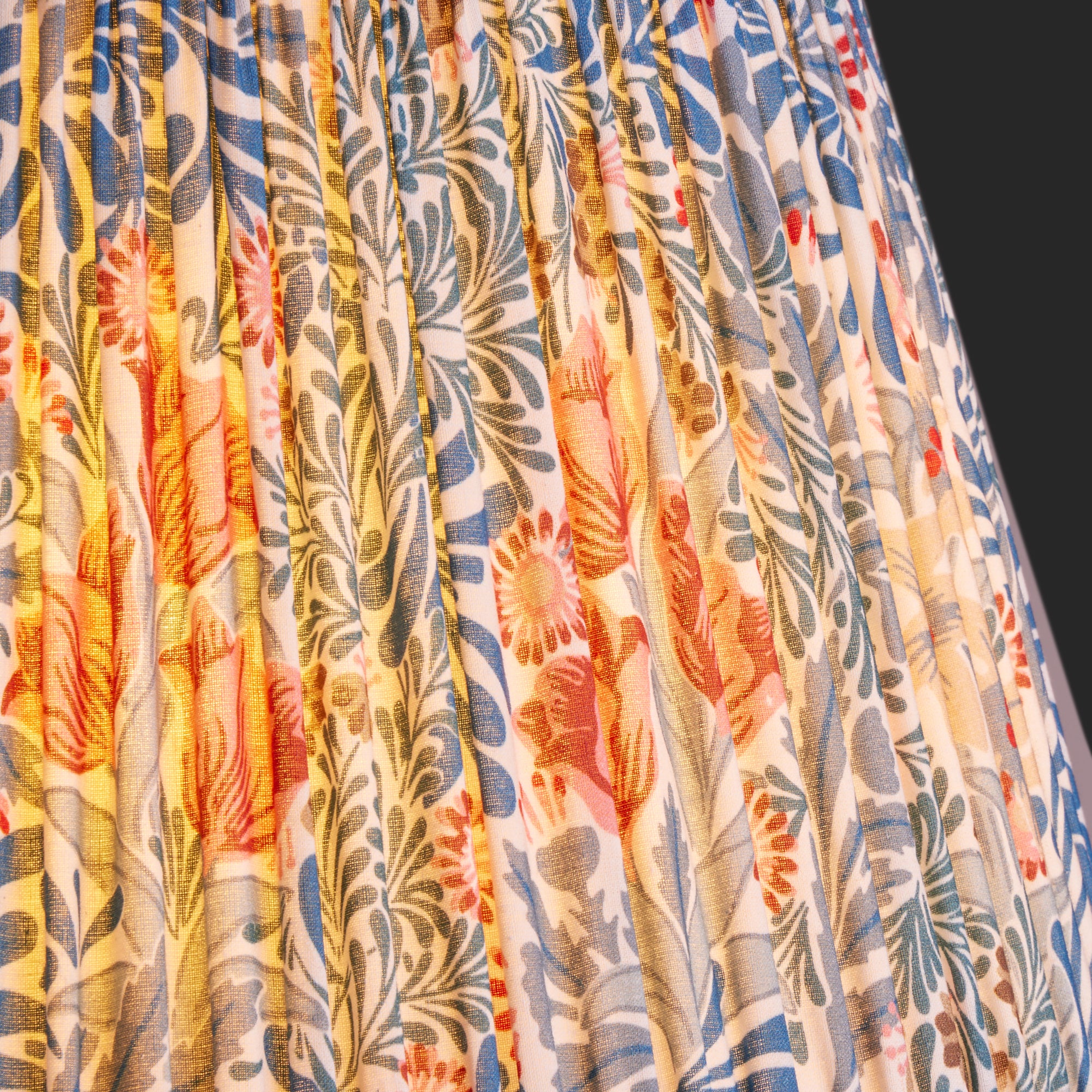 30cm straight empire shade in indigo and barbed berry Bower printed cotton by Morris & Co. - Image 3