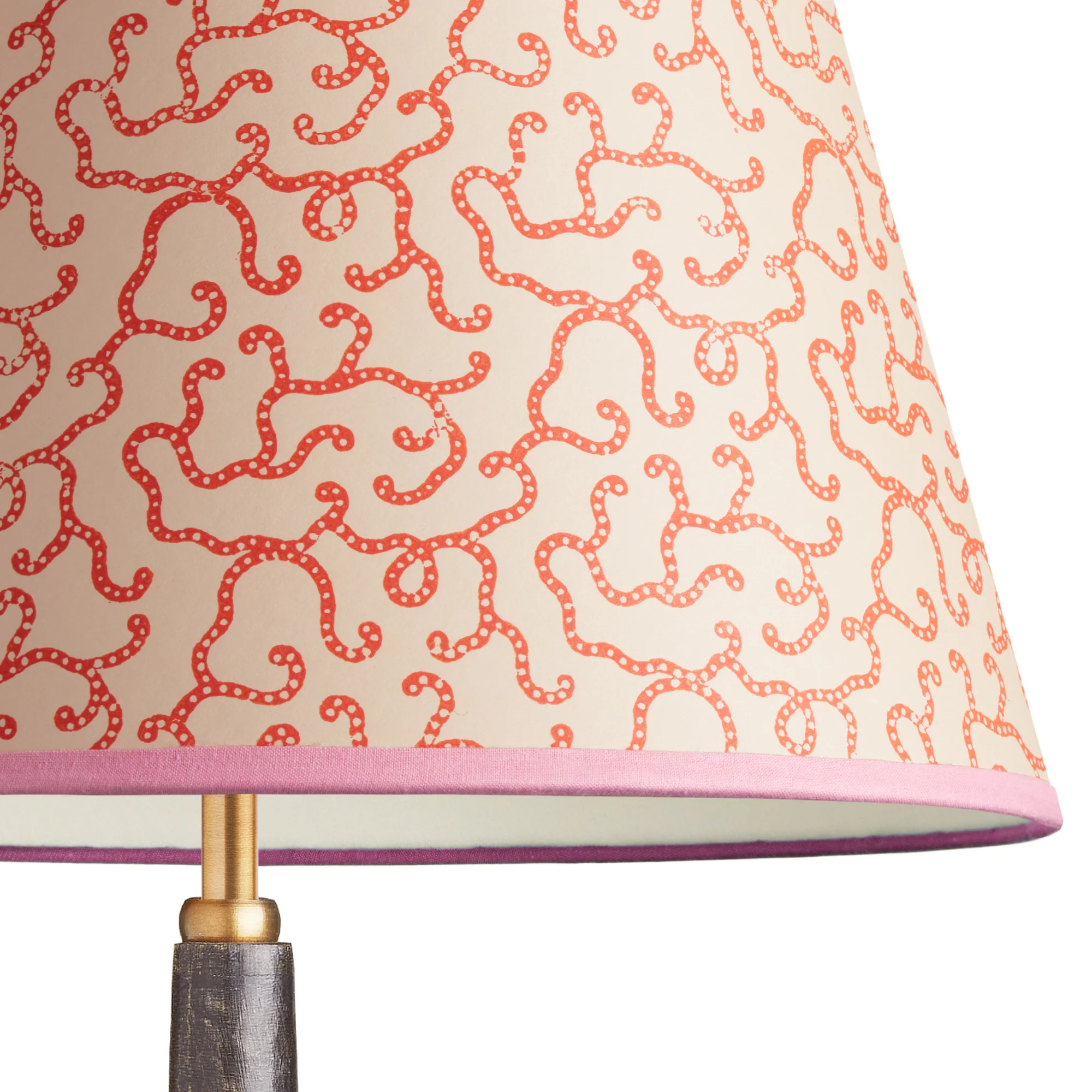 30cm straight empire shade in pinky coral hand blocked 'Squiggles' by Ellen Merchant - Image 2