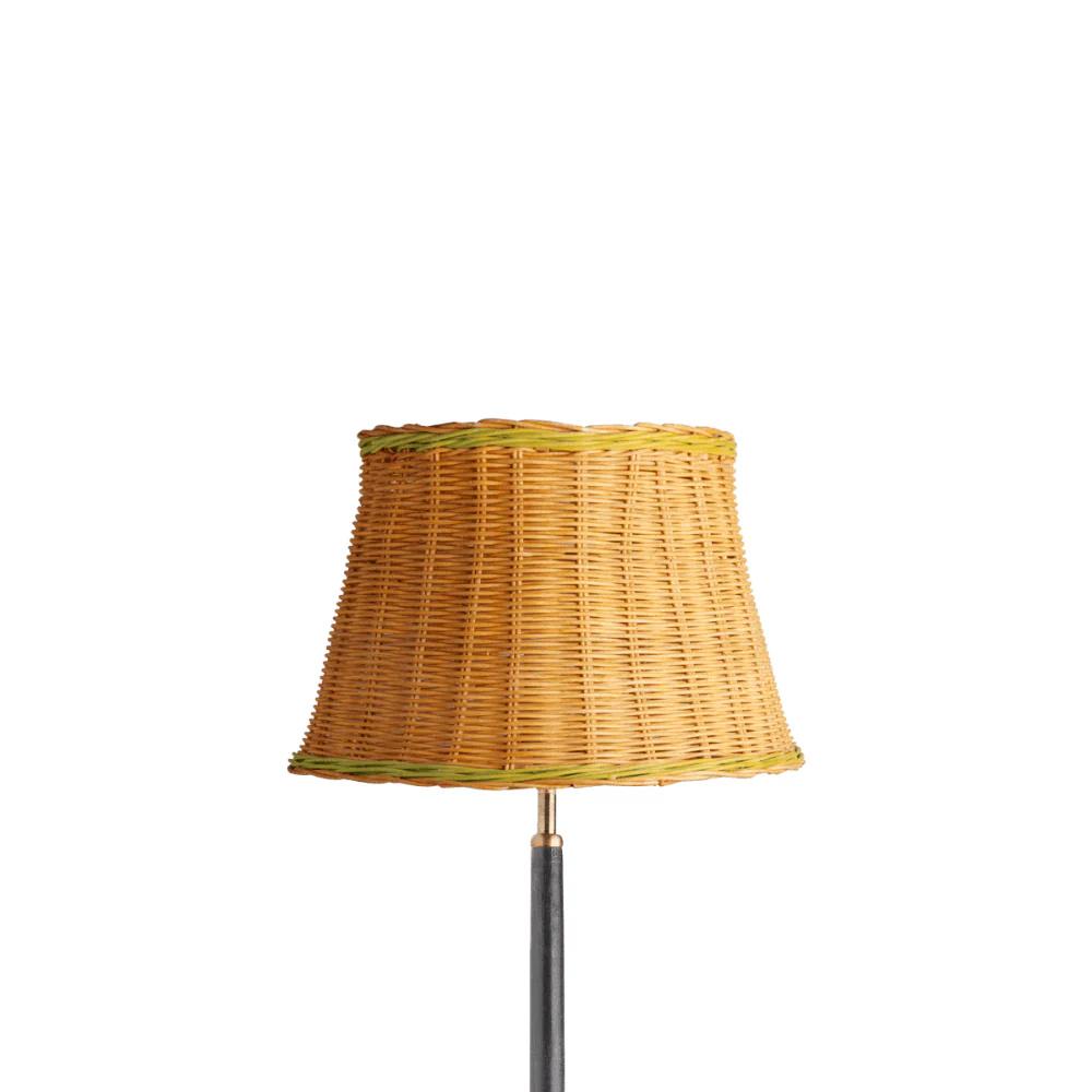 30cm straight empire shade in natural rattan with green stripe