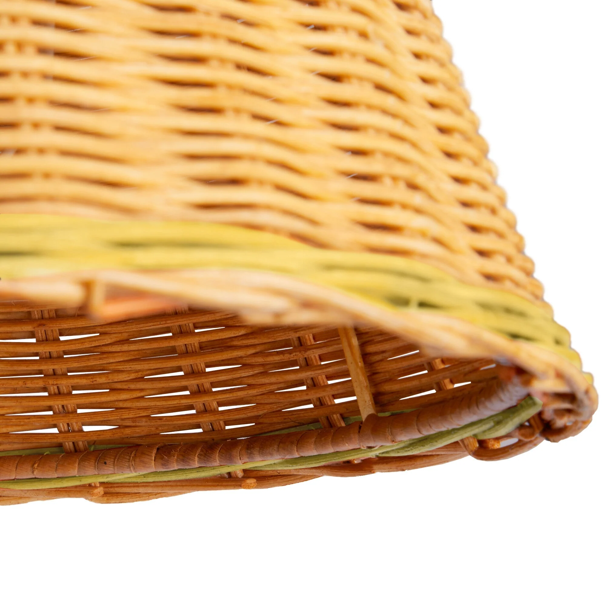 30cm straight empire shade in natural rattan with green stripe - Image 2