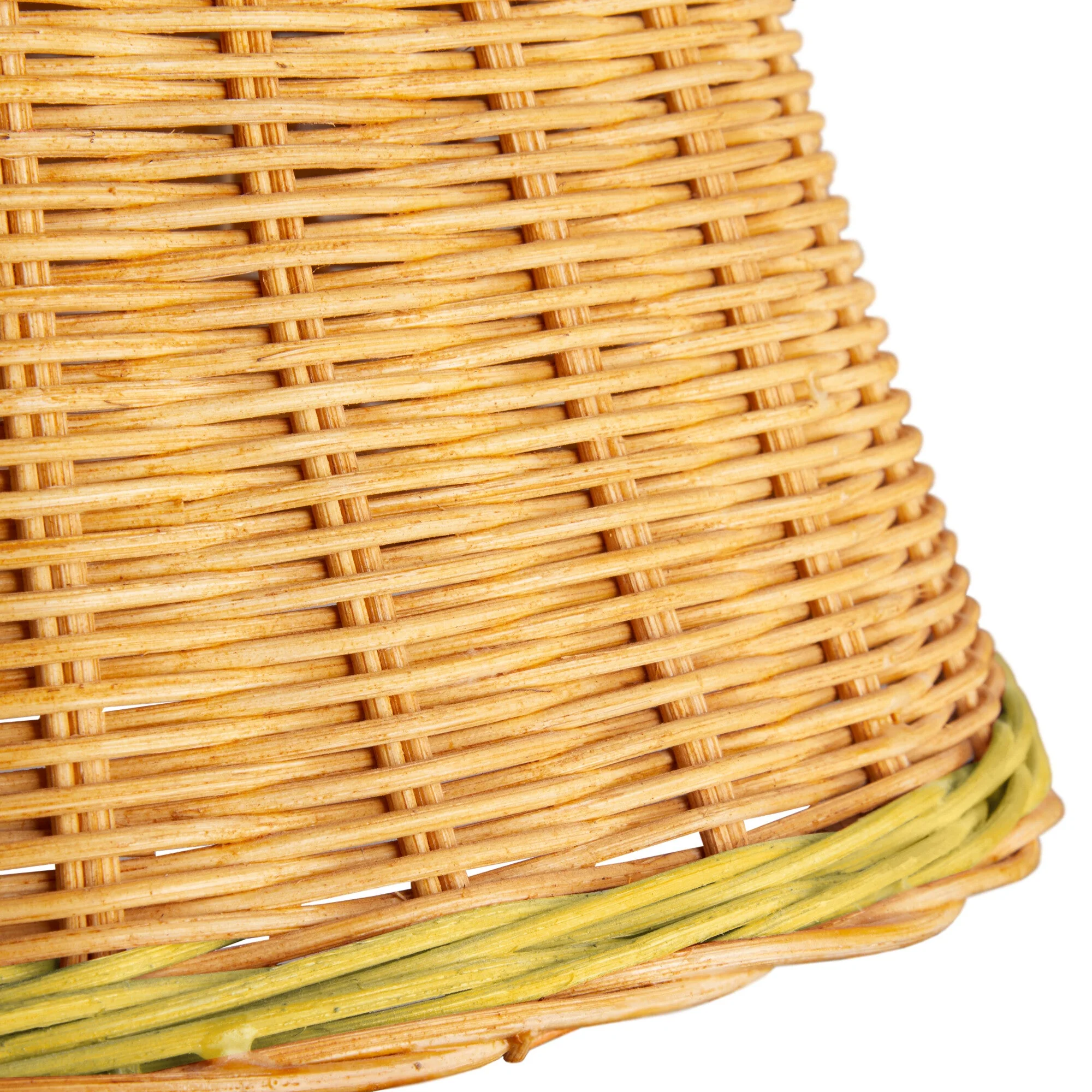30cm straight empire shade in natural rattan with green stripe - Image 3