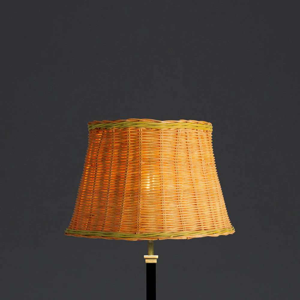 30cm straight empire shade in natural rattan with green stripe - Image 4