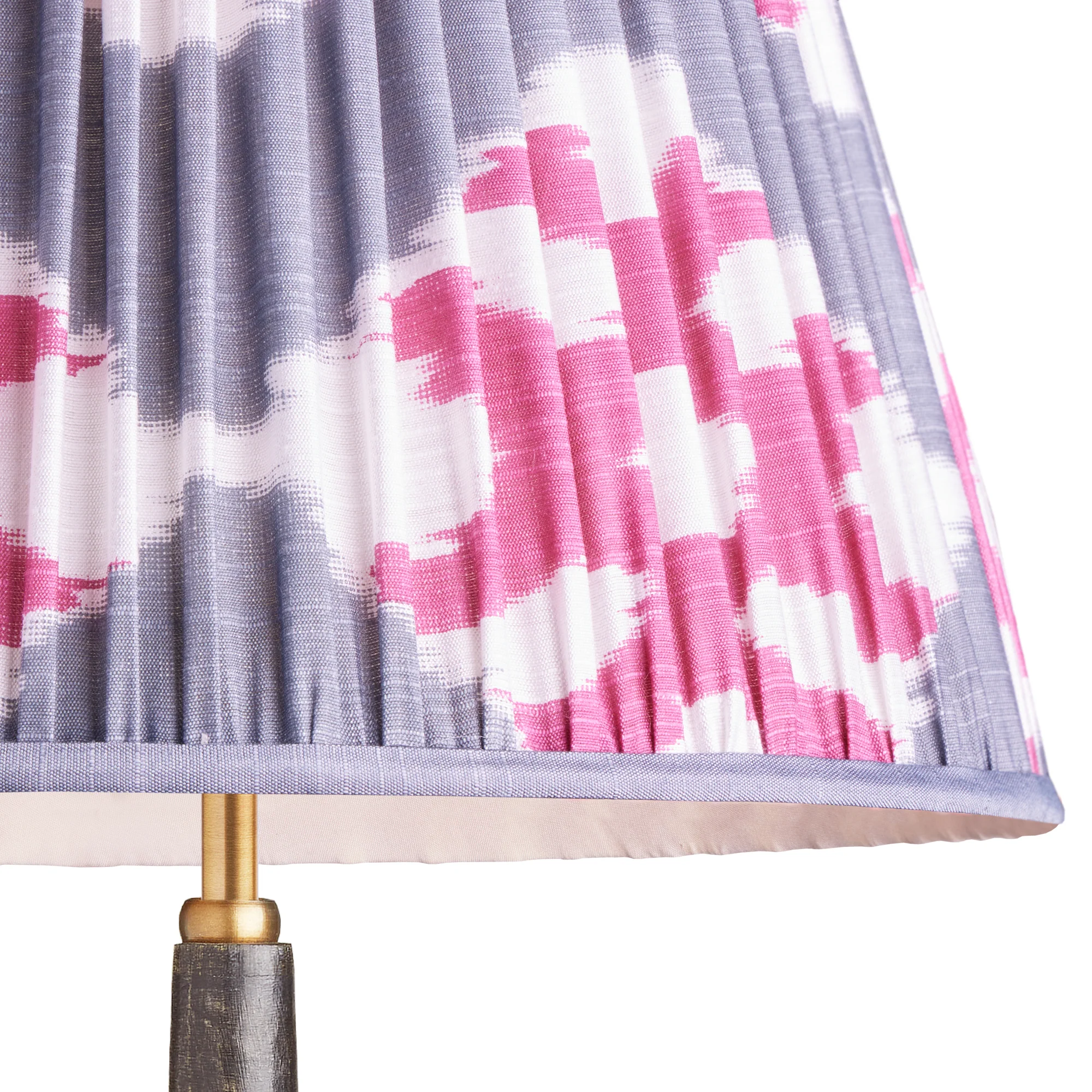 30cm straight empire silk ikat shade in pink and pewter Darjee - Image 2
