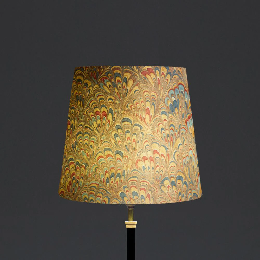 30cm Tall Tapered shade in hand marbled paper in golden piave - Image 4