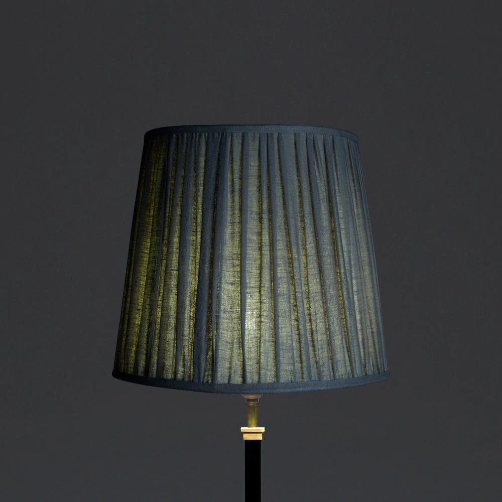 30cm tall tapered gathered lampshade in smog stonewashed linen - Image 3