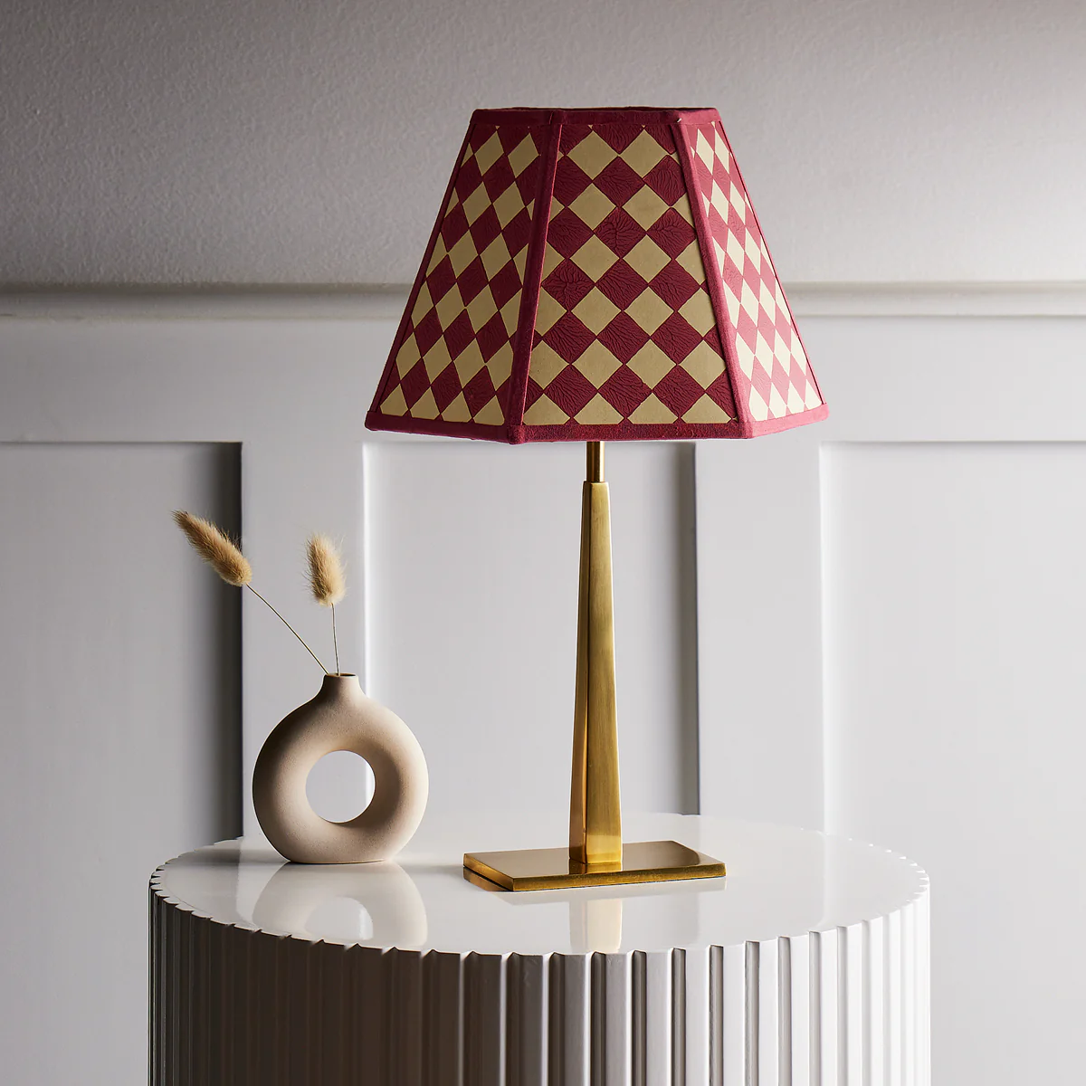 35cm Milford check hexagon shade in raspberry - Image 5