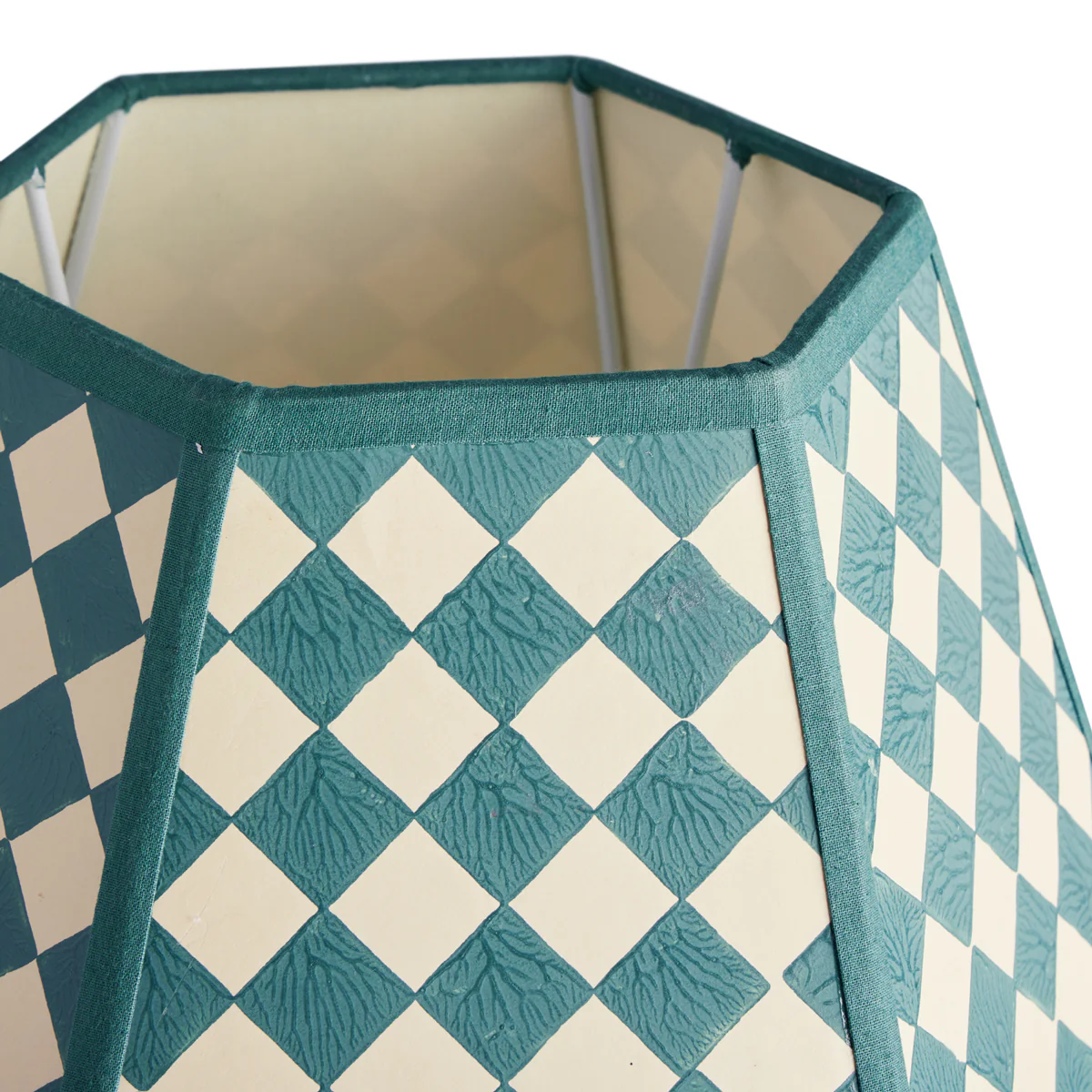 35cm Milford check hexagon shade in seafoam - Image 4