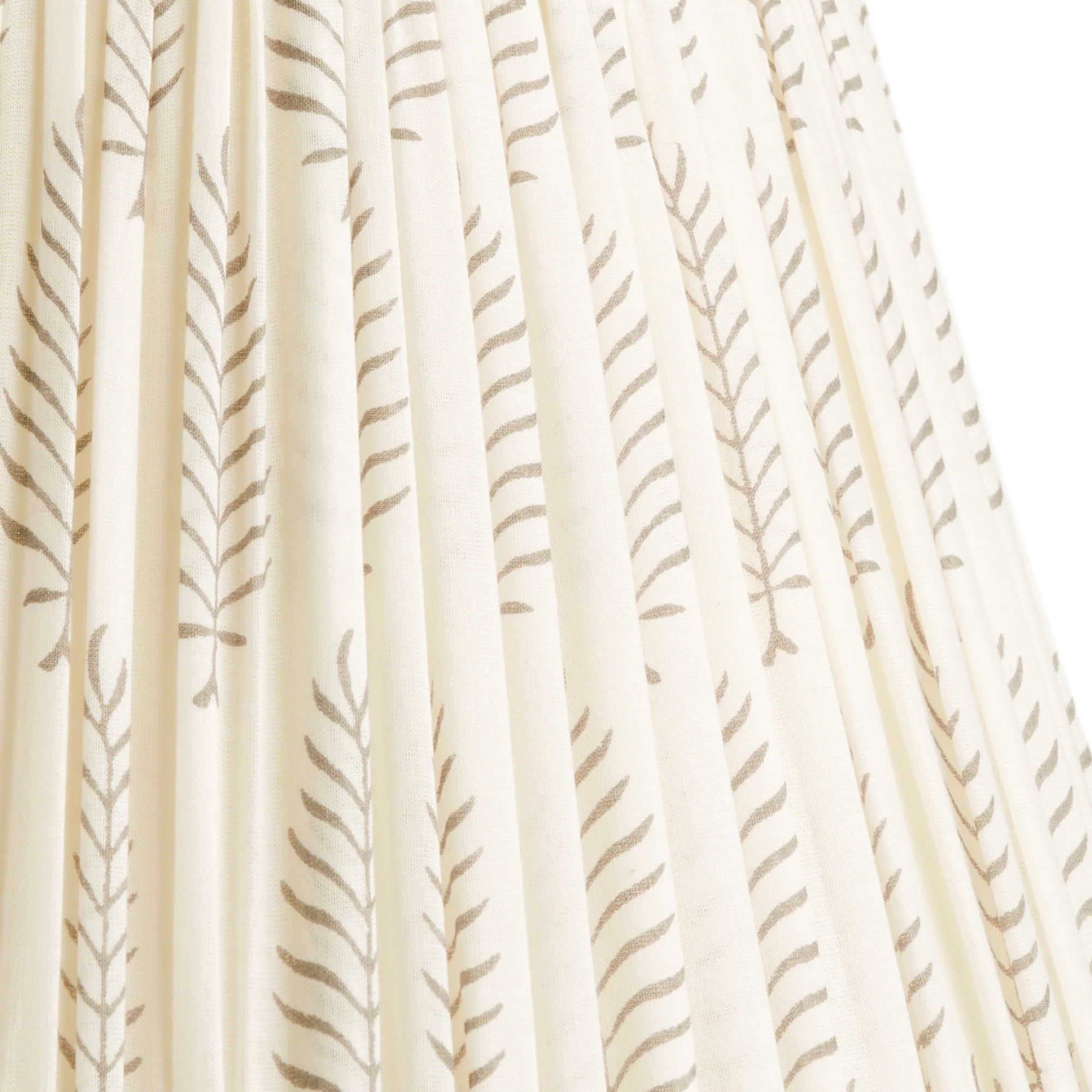 35cm straight empire gathered lampshade in grey ferns block printed cotton