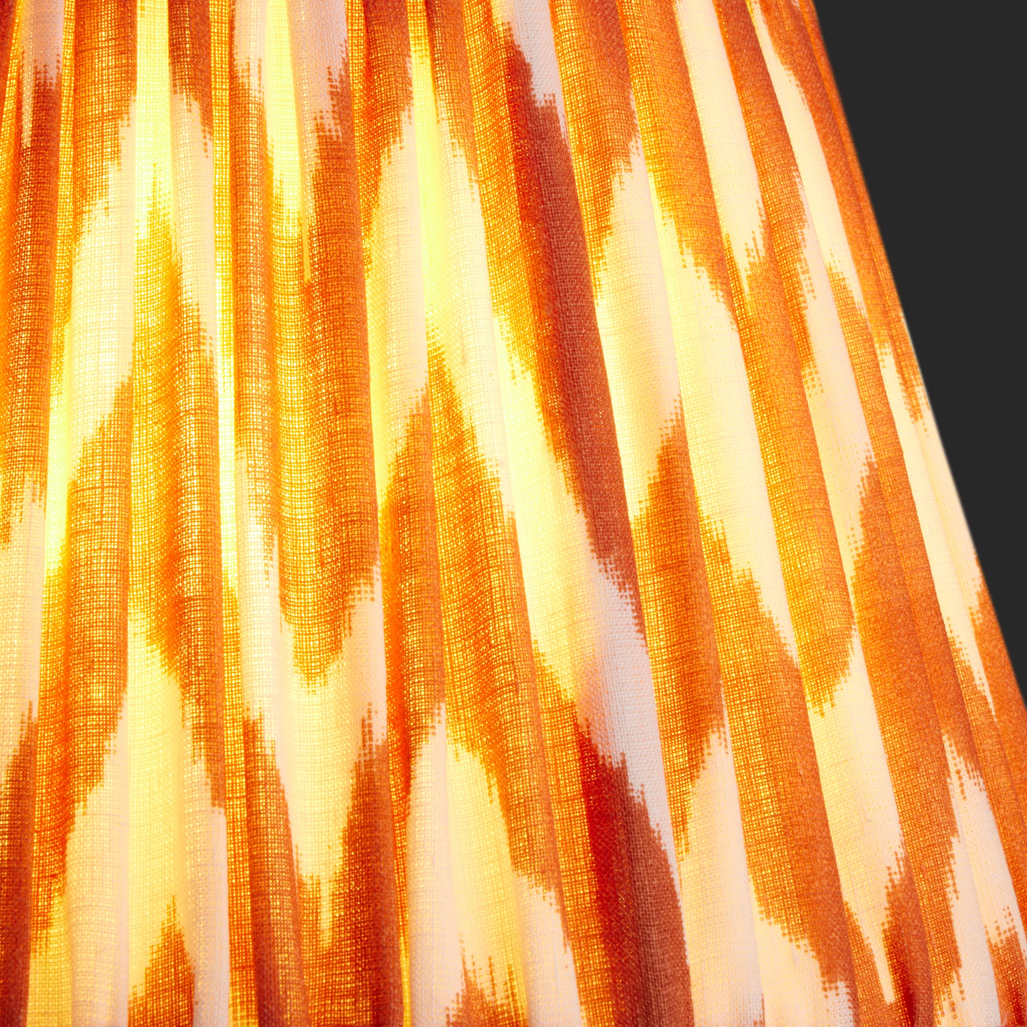 35cm straight empire gathered lampshade in orange printed linen ikat - Image 3