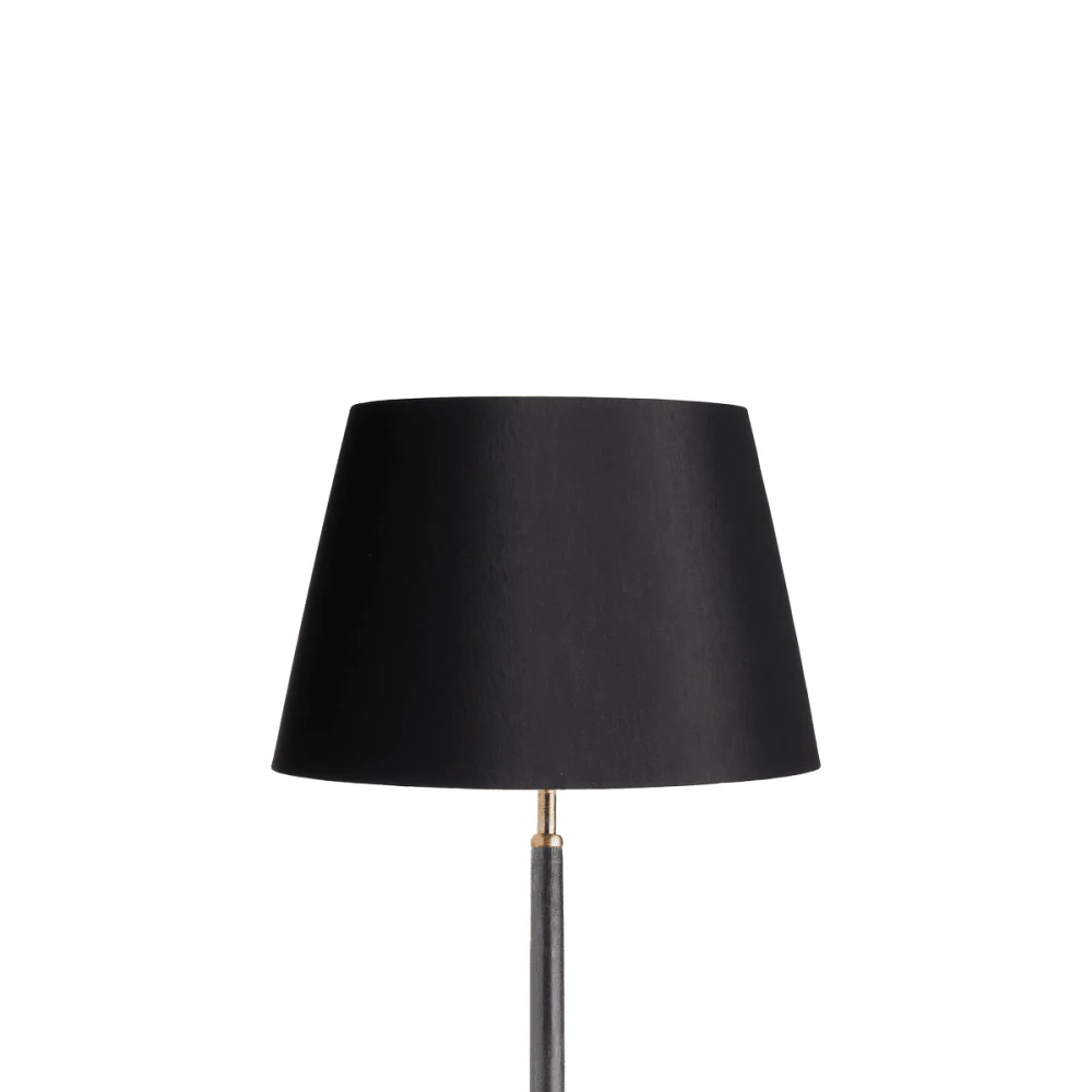 35cm straight empire lampshade in black silk with Glasgow gold interior