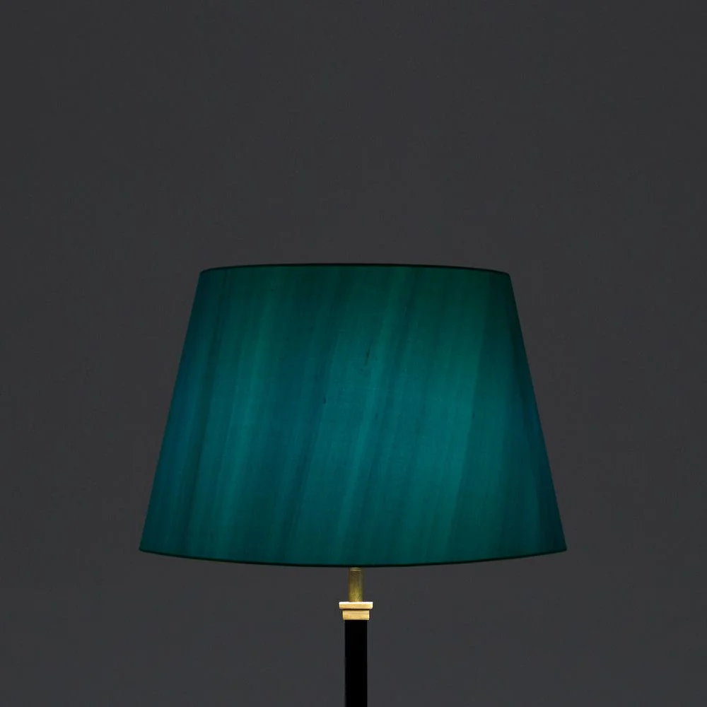 35cm straight empire lampshade in peacock dupion silk - Image 4