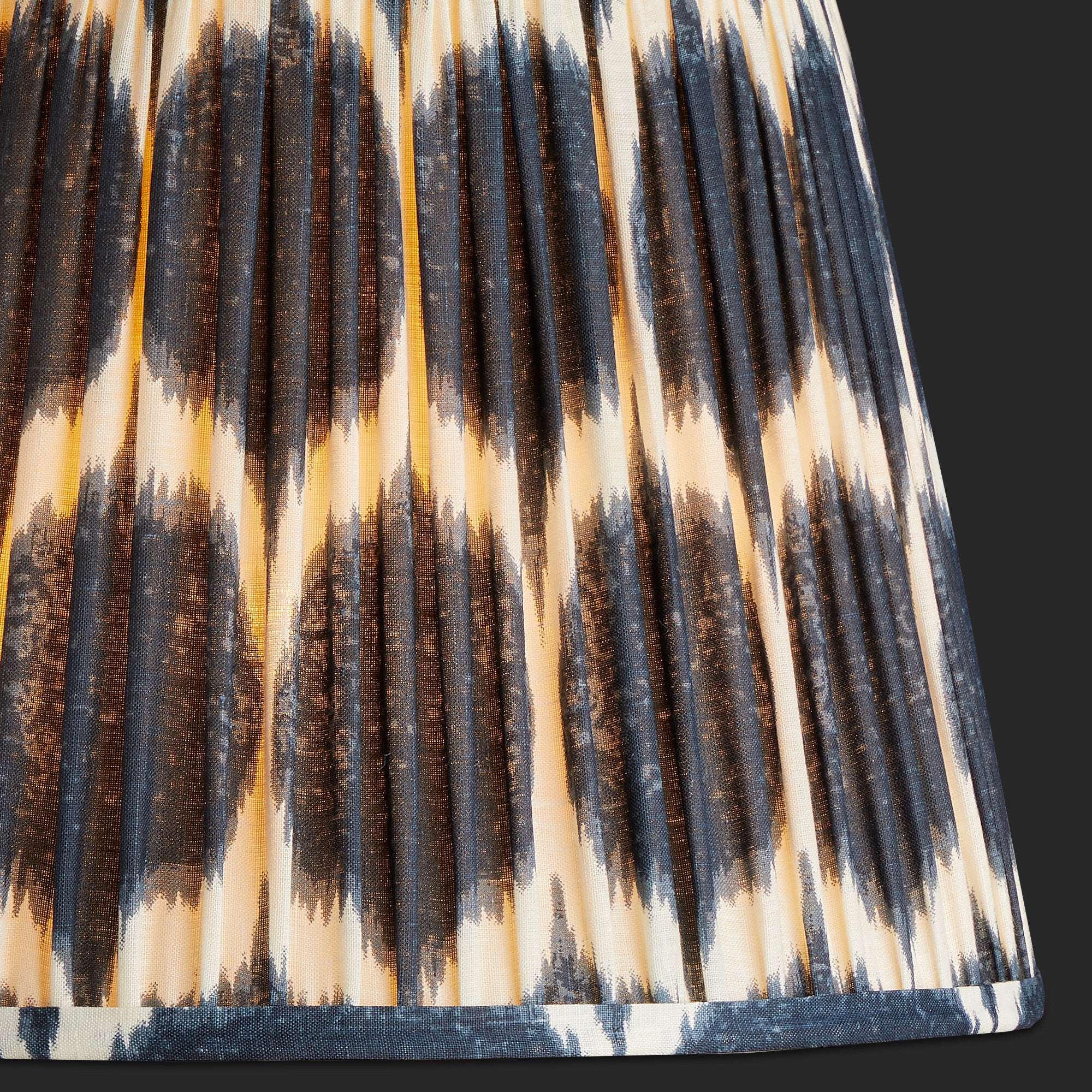 35cm straight empire printed linen ikat shade in navy Yoda - Image 5