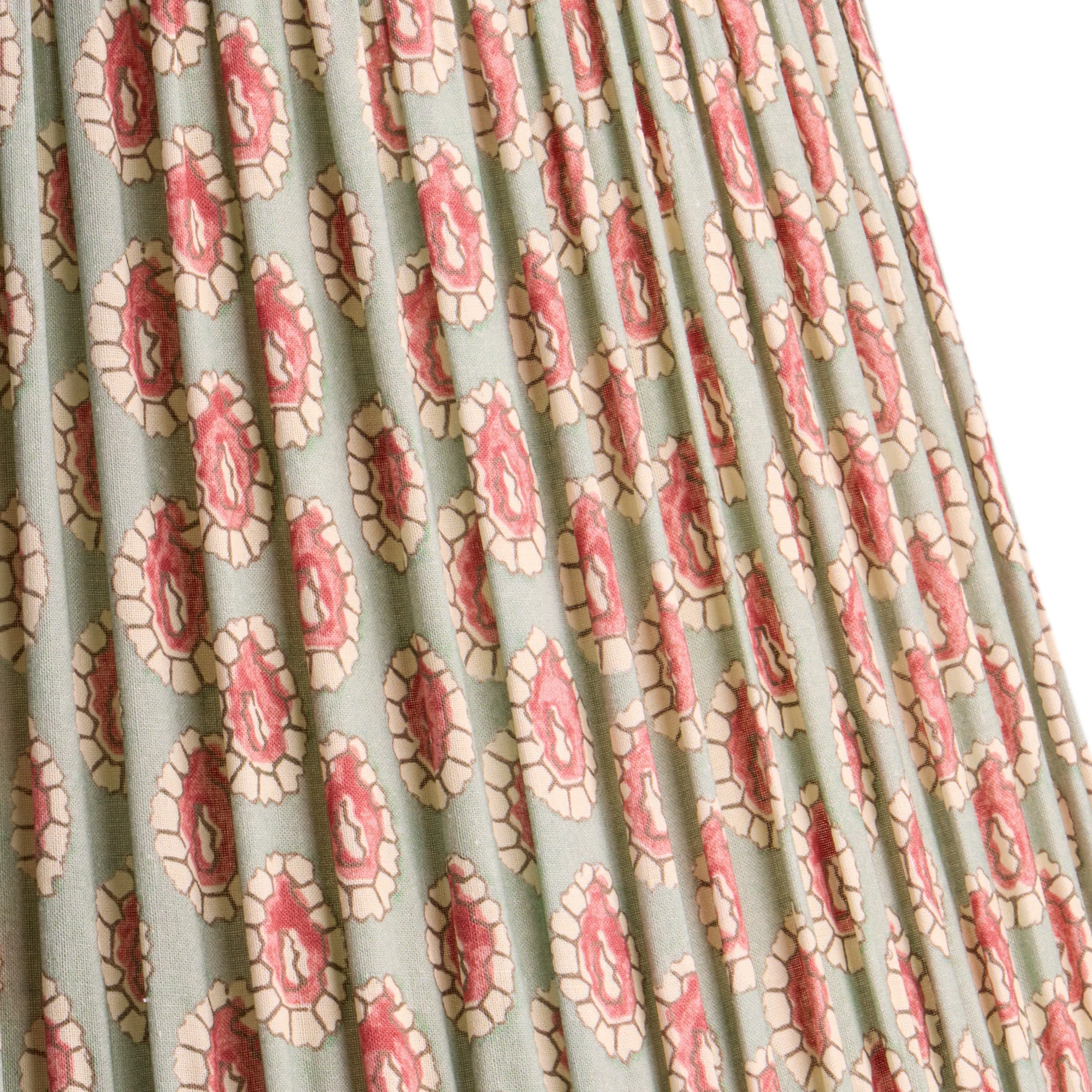 35cm straight empire shade in aqua pink block printed Dotty gathered cotton by GP & J Baker