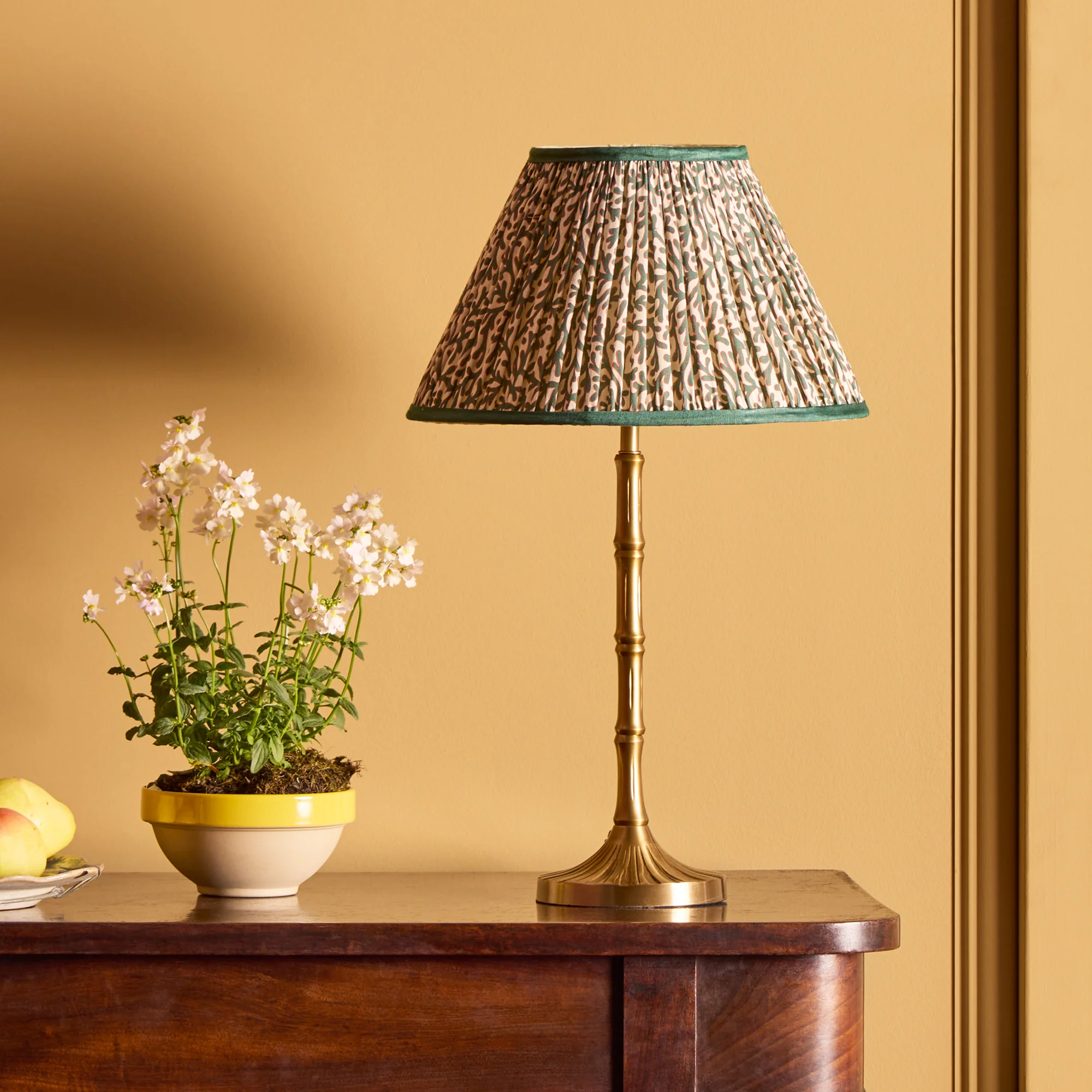 35cm straight empire shade in aqua red Tuffley gathered cotton by GP & J Baker - Image 5