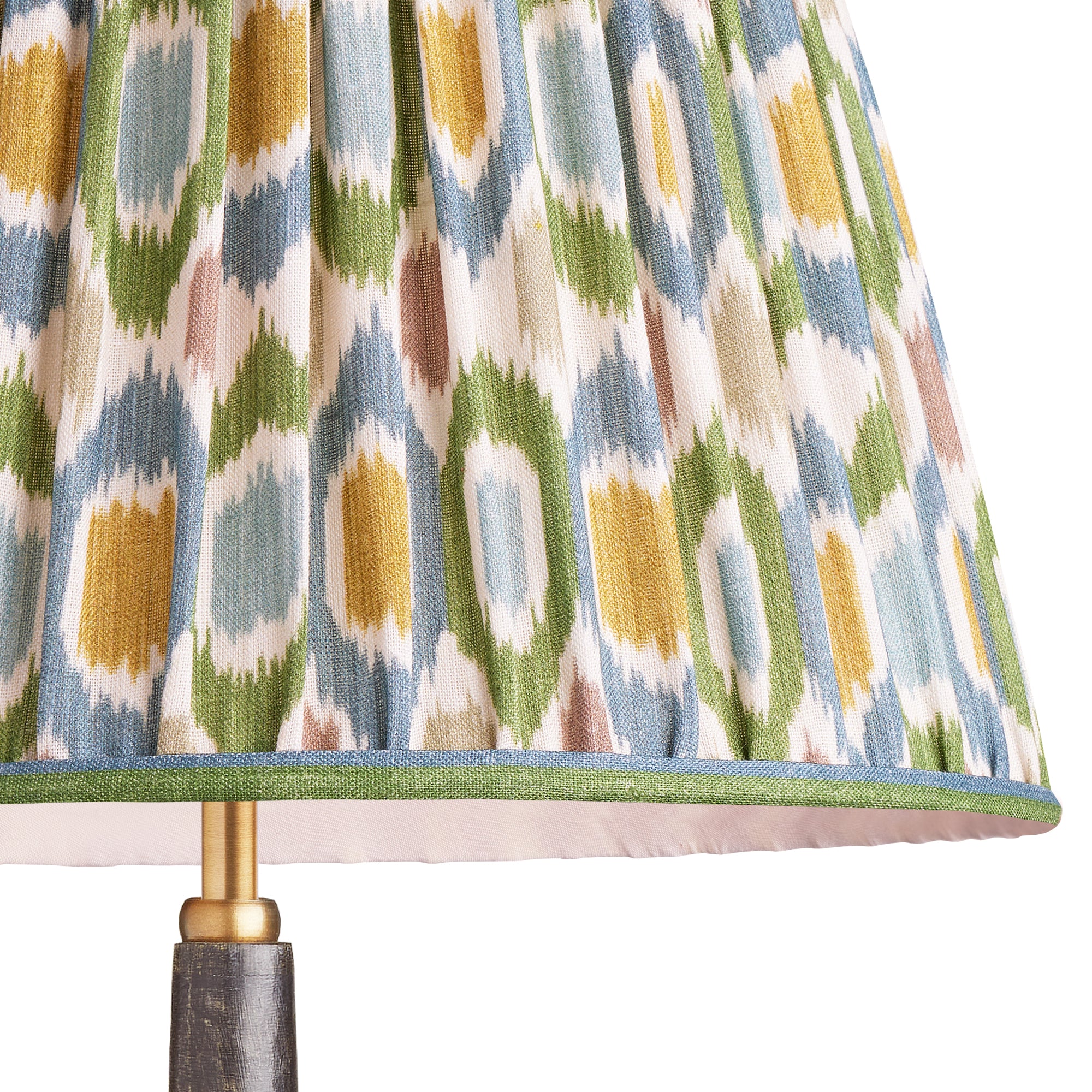 35cm straight empire shade in blue and green Small Ikat Spot linen by GP & J Baker - Image 2