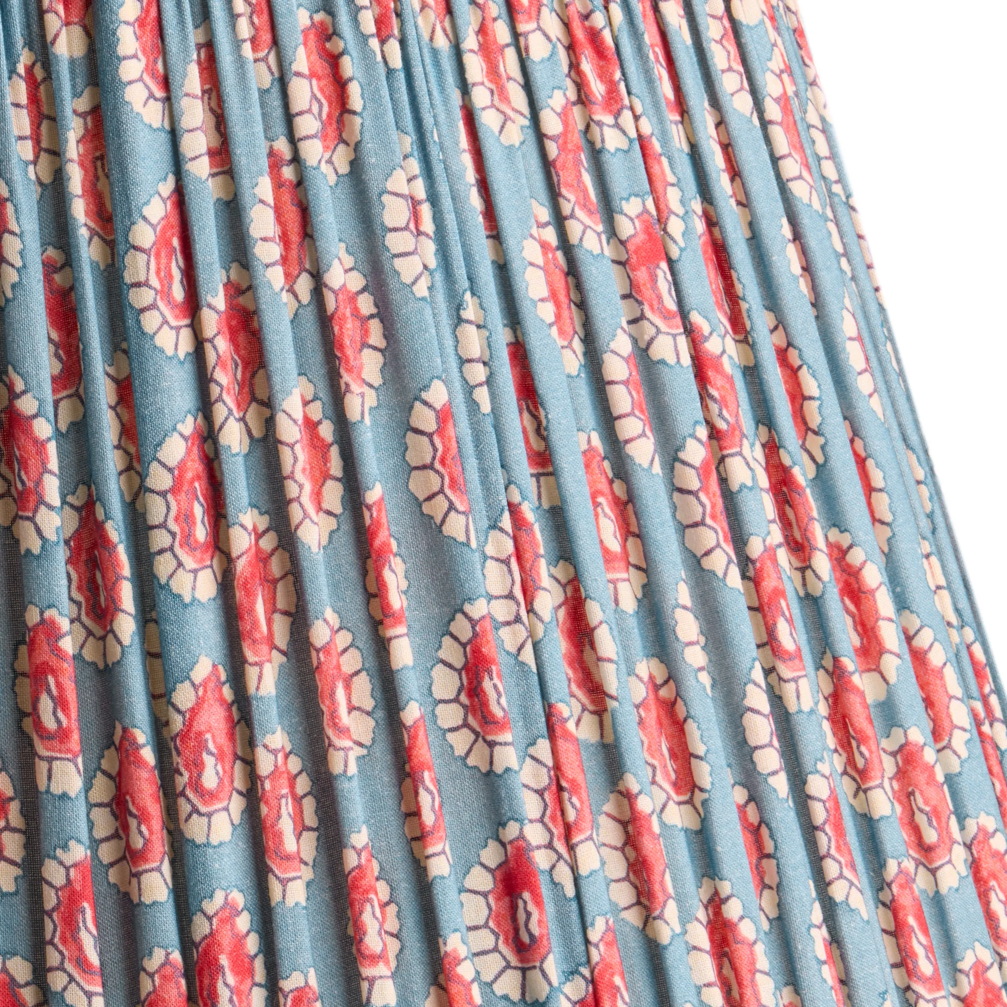 35cm straight empire shade in blue and red block printed Dotty gathered cotton by GP & J Baker