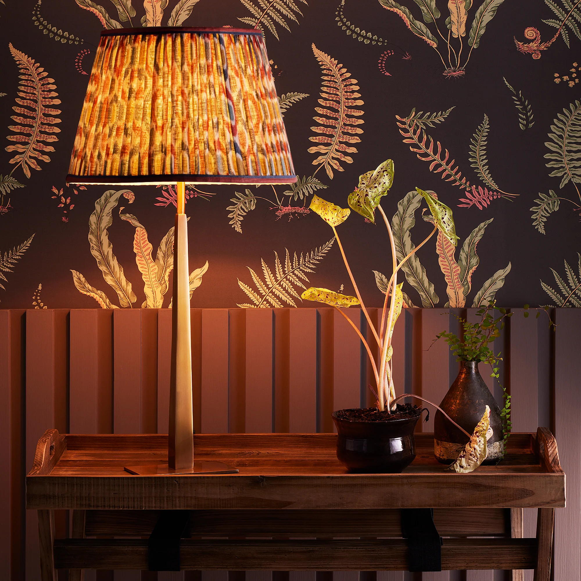 35cm straight empire shade in blue and red Small Ikat Spot linen by GP & J Baker - Image 6
