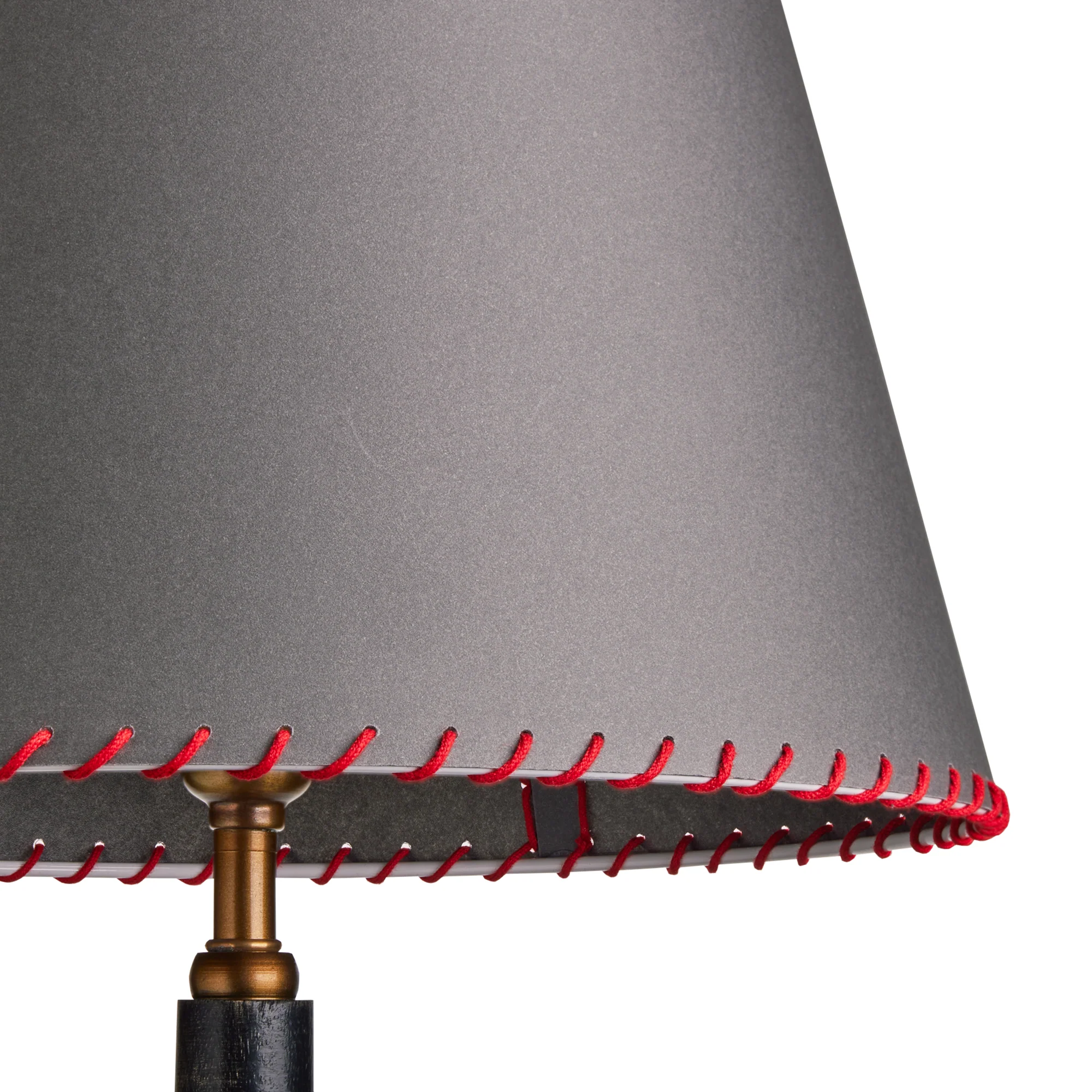 35cm Straight Empire shade in grey vellum with red stitching - Image 2