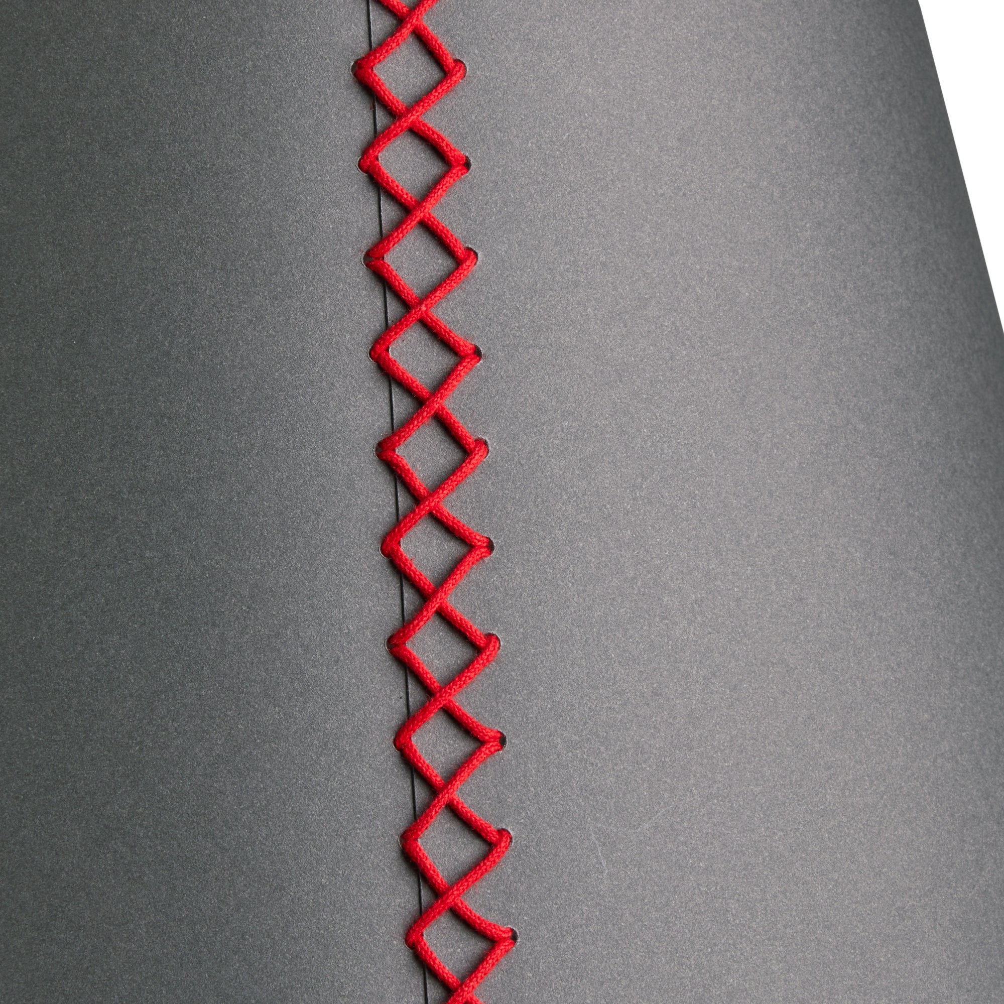 35cm Straight Empire shade in grey vellum with red stitching - Image 4
