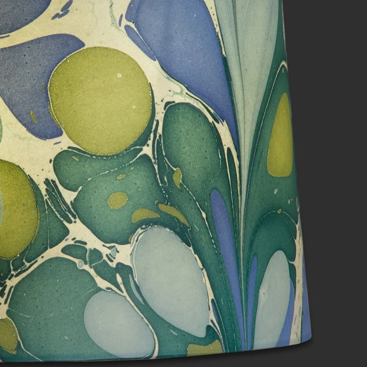 35cm straight empire shade in hand made marbled paper in green and blue roya - Image 3