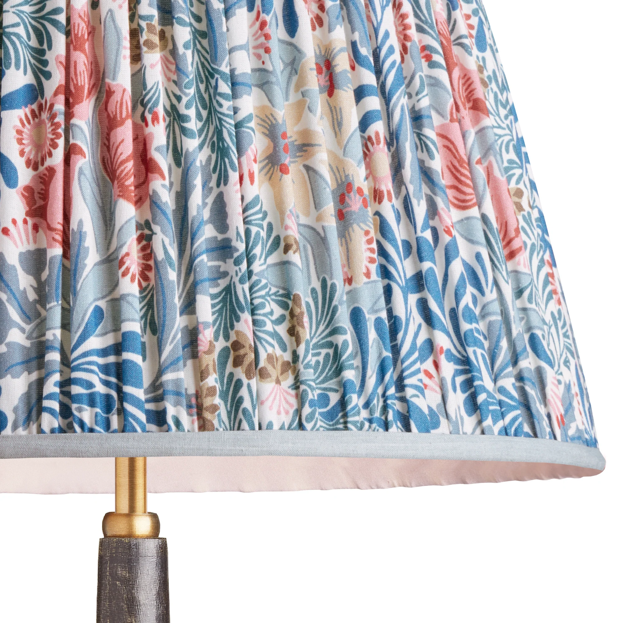 35cm straight empire shade in indigo and barbed berry Bower printed cotton by Morris & Co. - Image 2